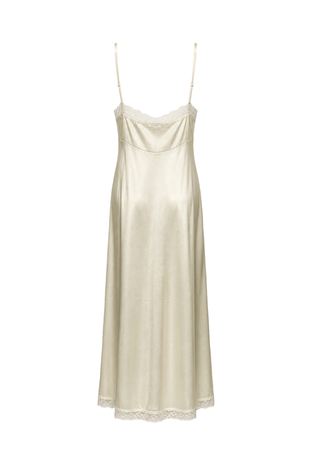 1960s Ivory Nylon Maxi Dress - Back View