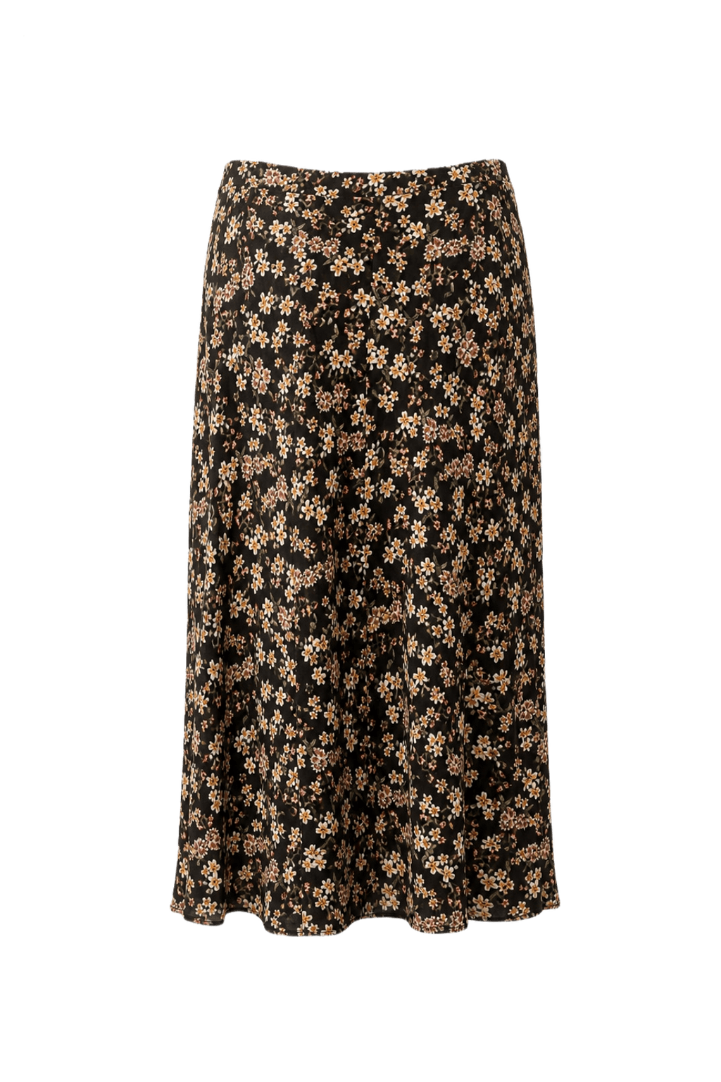 1970s Black Polyester Midi Skirt - Back View