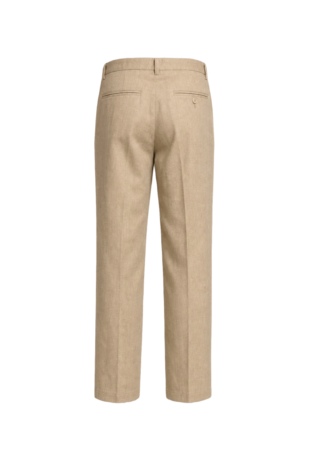1980s Beige Cotton Blend Trousers - Back View