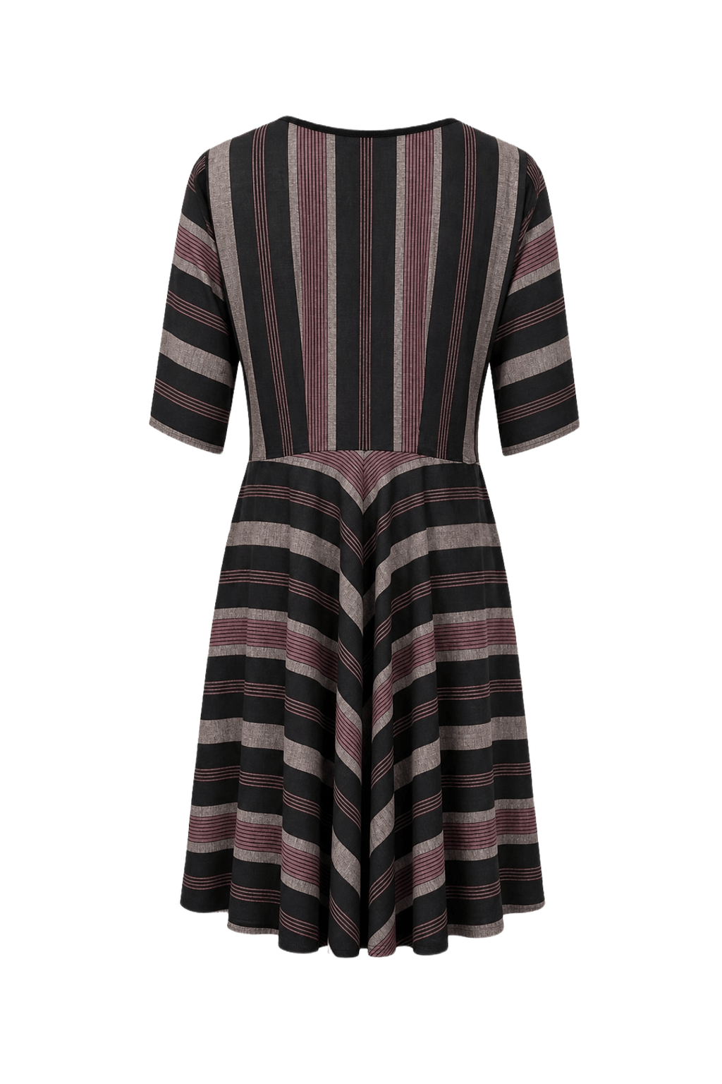 1970s Black Red Cotton Blend Dress - Back View