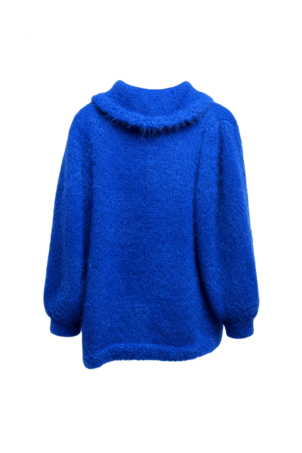 1970s Bright Blue Wool Blend Sweater - Back View