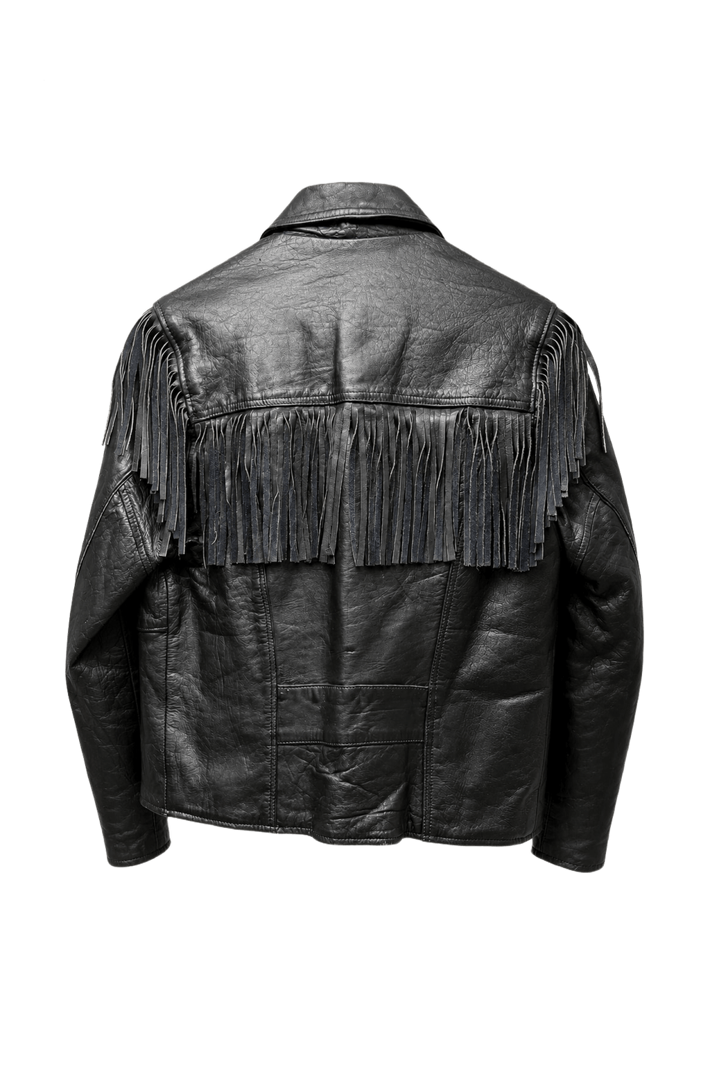 1980s Black Leather Jacket - Back View