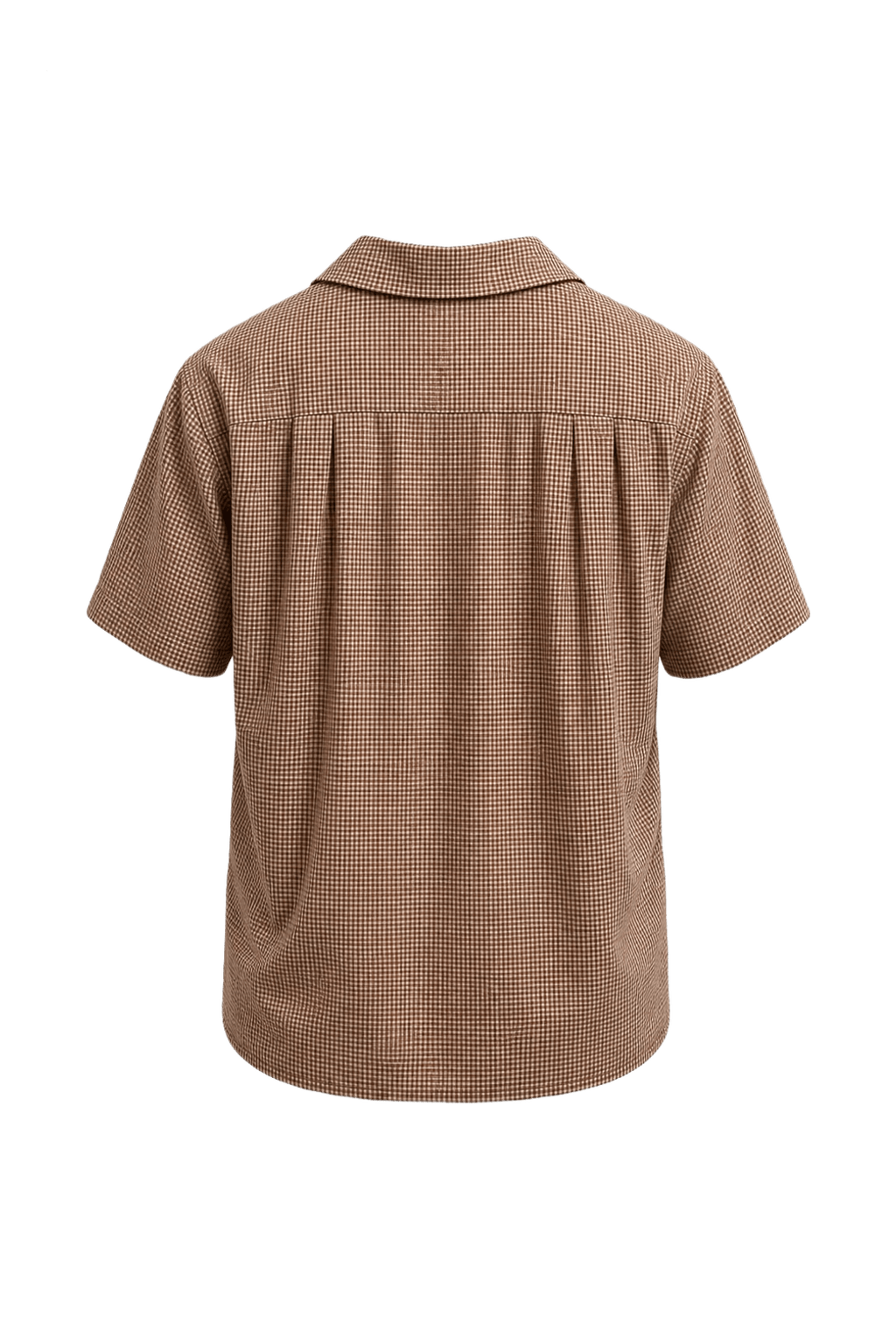 1960s Brown and White Cotton Camp Collar Shirt - Back View