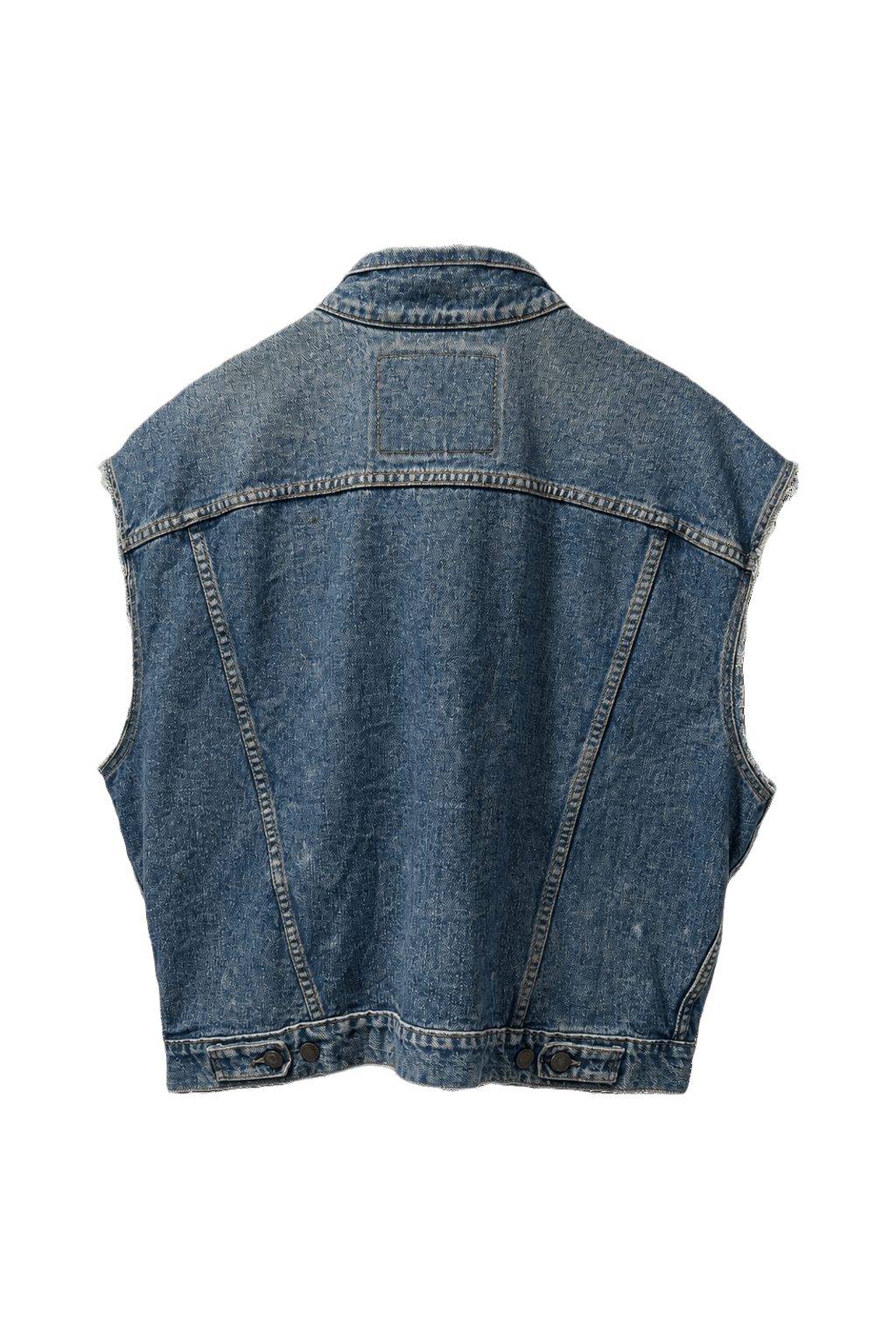 1990s Blue Denim Vest - Back View
