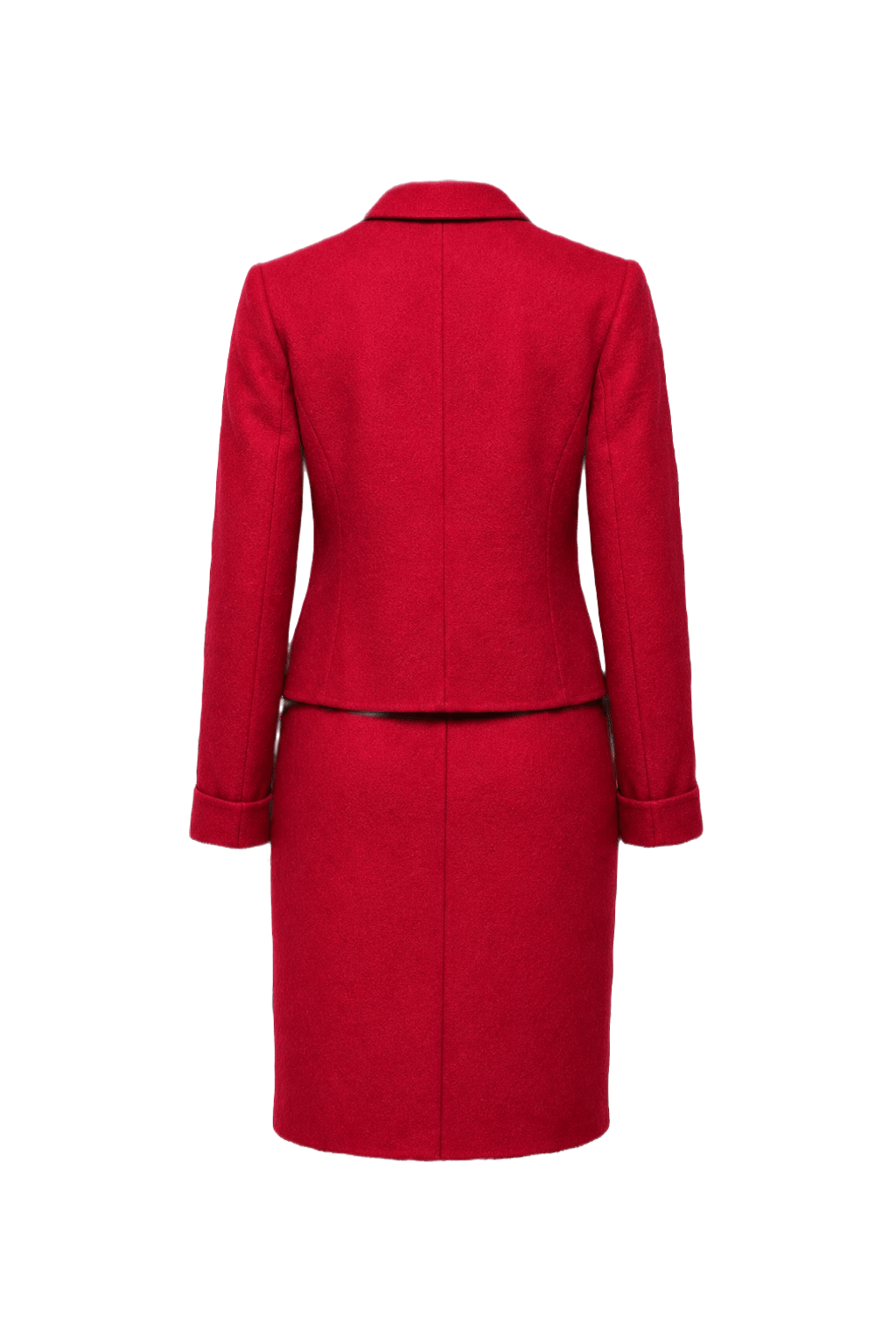 1980s Deep Red Wool Blend Skirt Suit - Back View