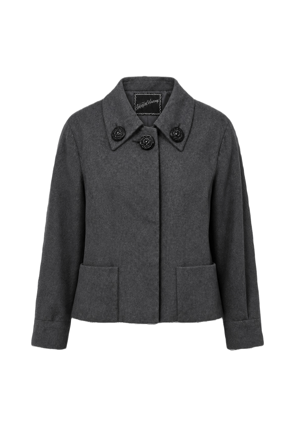 1960s Charcoal Grey Wool Blend Jacket - Back View