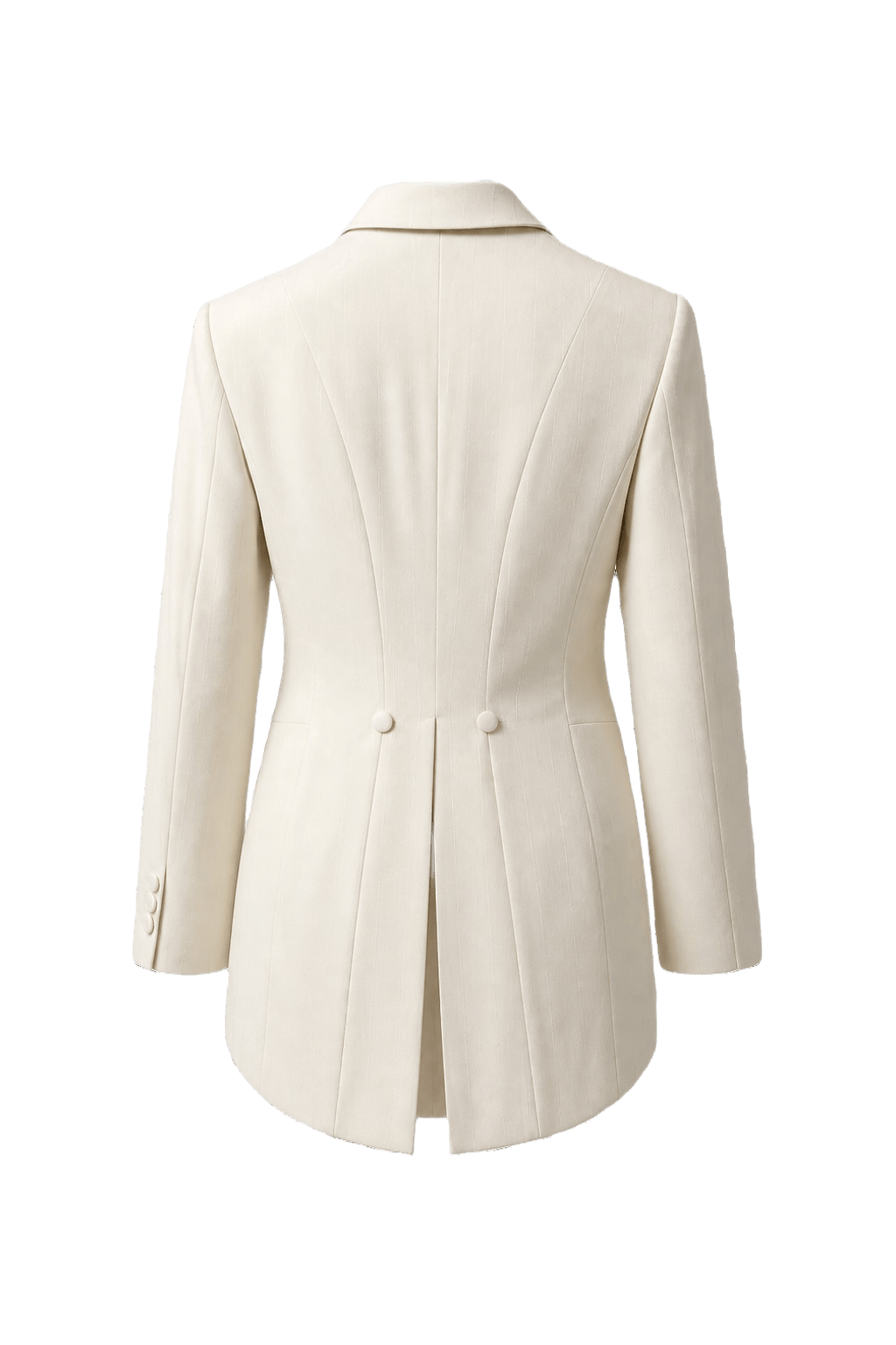 1980s Cream White Wool Blend Blazer - Back View
