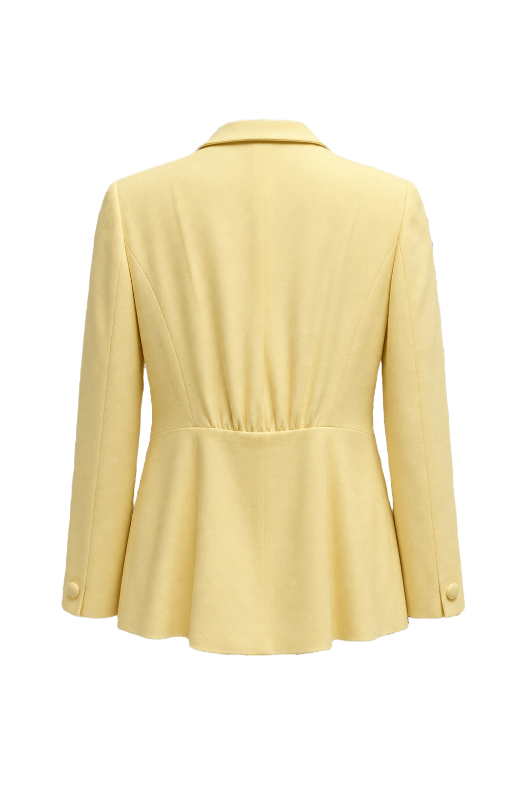 1980s Pale Yellow Wool Blend Blazer - Back View