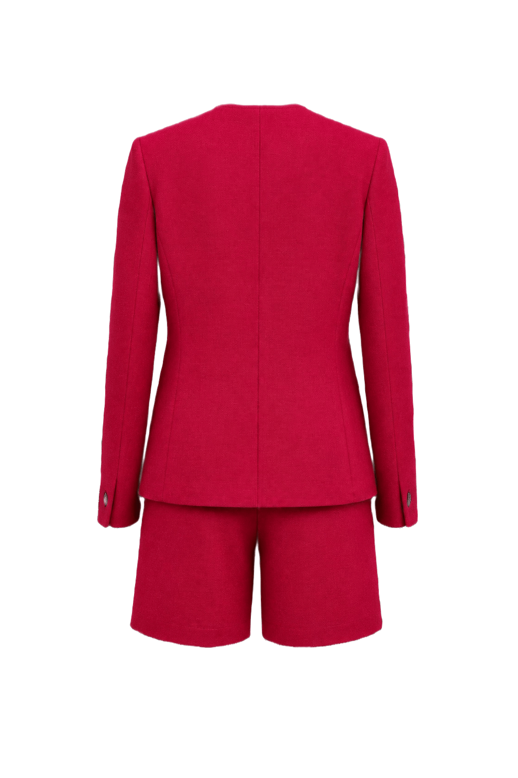 1980s Deep Red Wool Blend Jacket and Shorts Set - Back View
