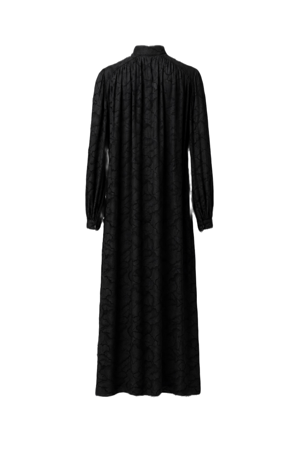 1970s Black Silk Maxi Dress - Back View