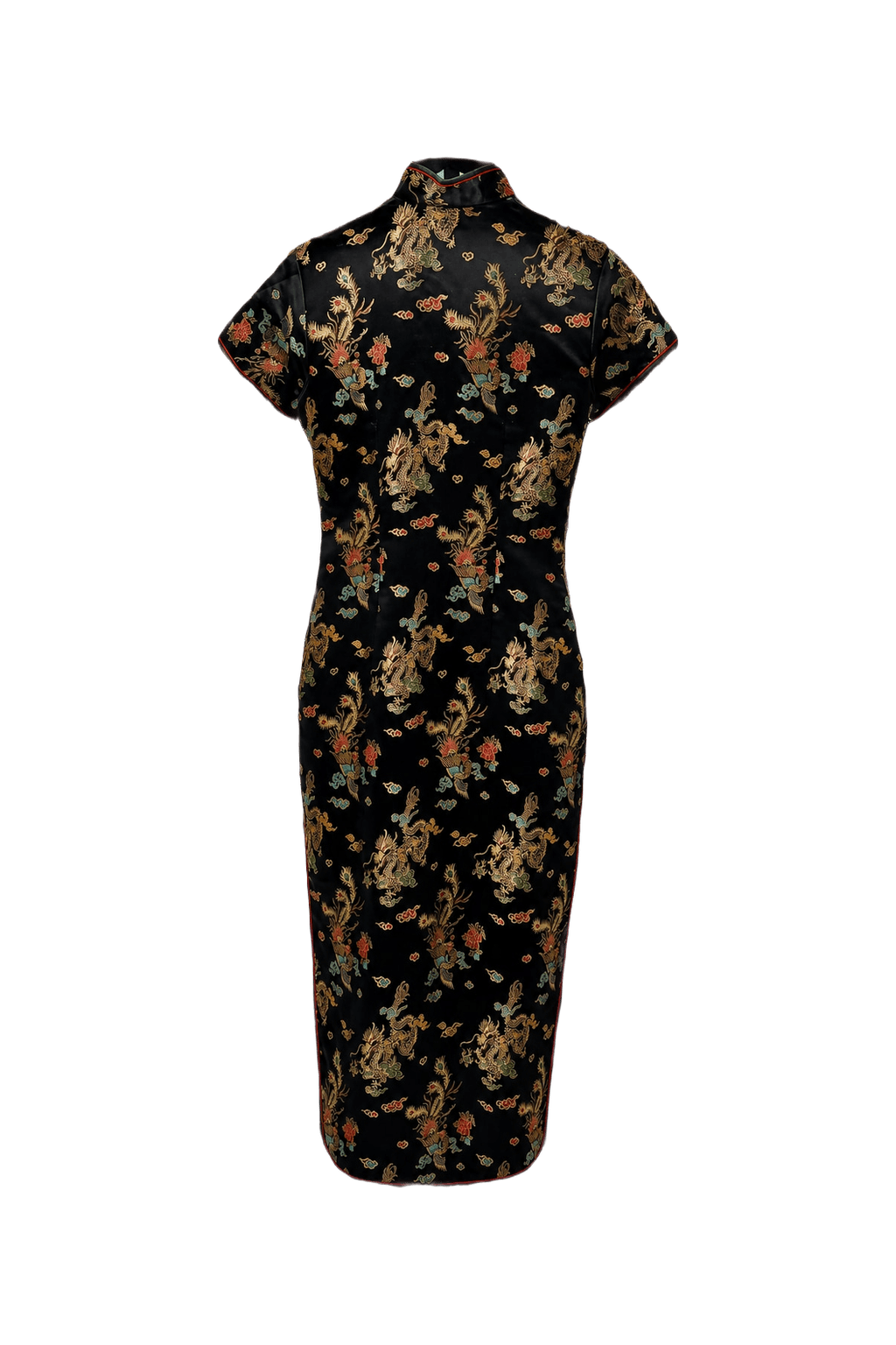 1970s Black Silk Cheongsam - Back View
