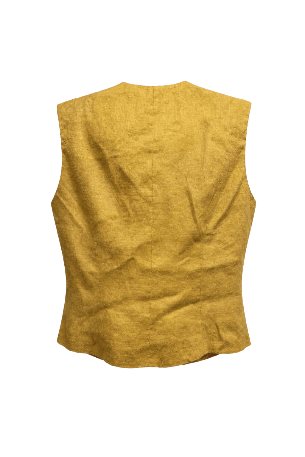 1990s Mustard Yellow Linen Vest - Back View
