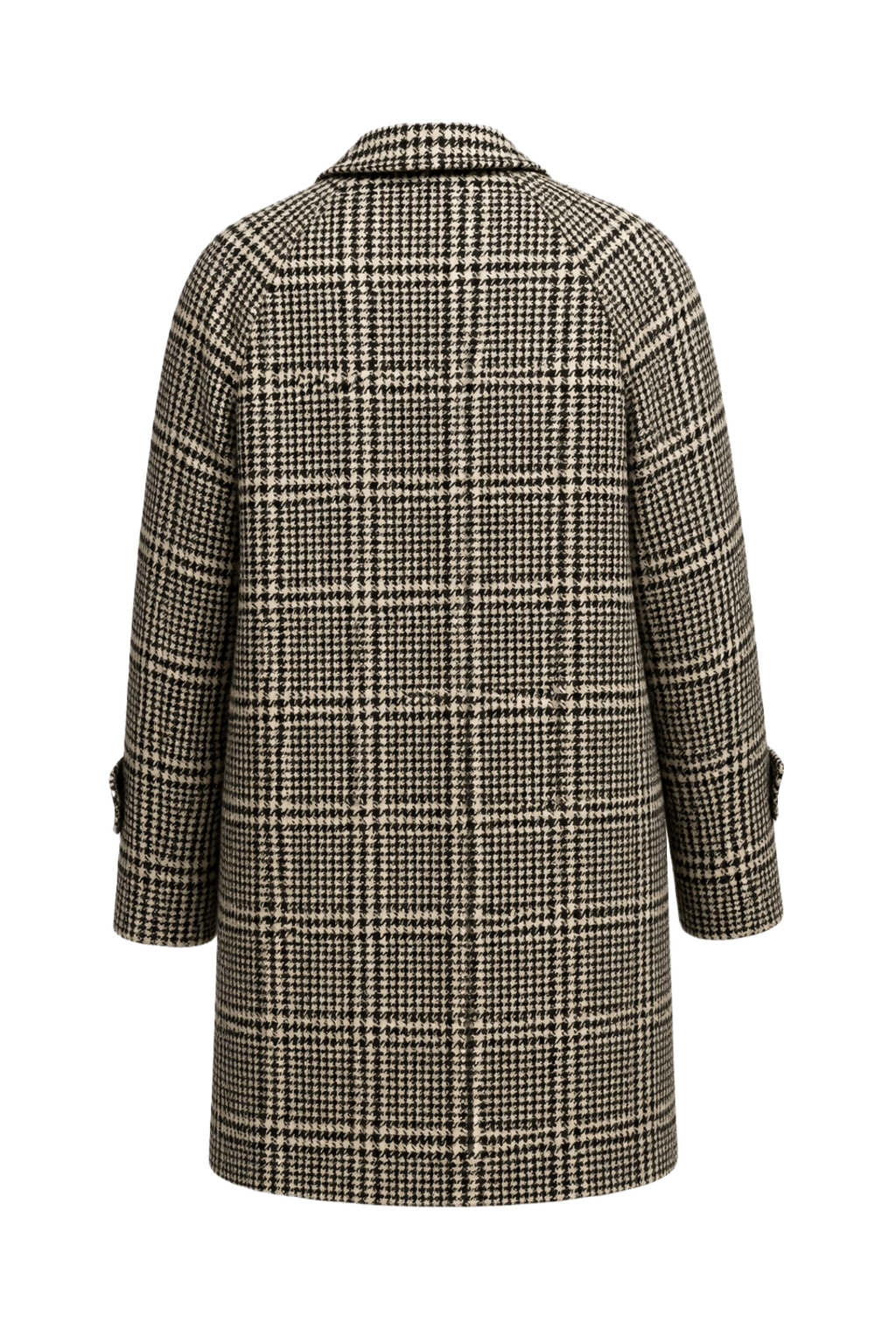 1990s Black and White Wool Coat - Back View