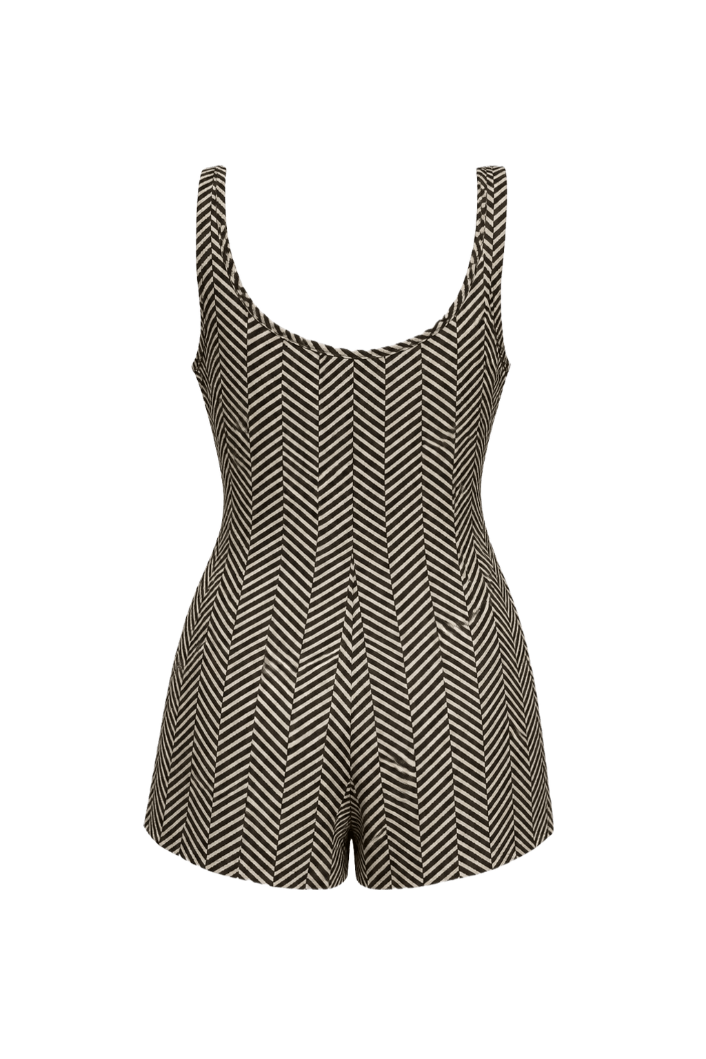 1960s Brown Synthetic Blend Romper - Back View
