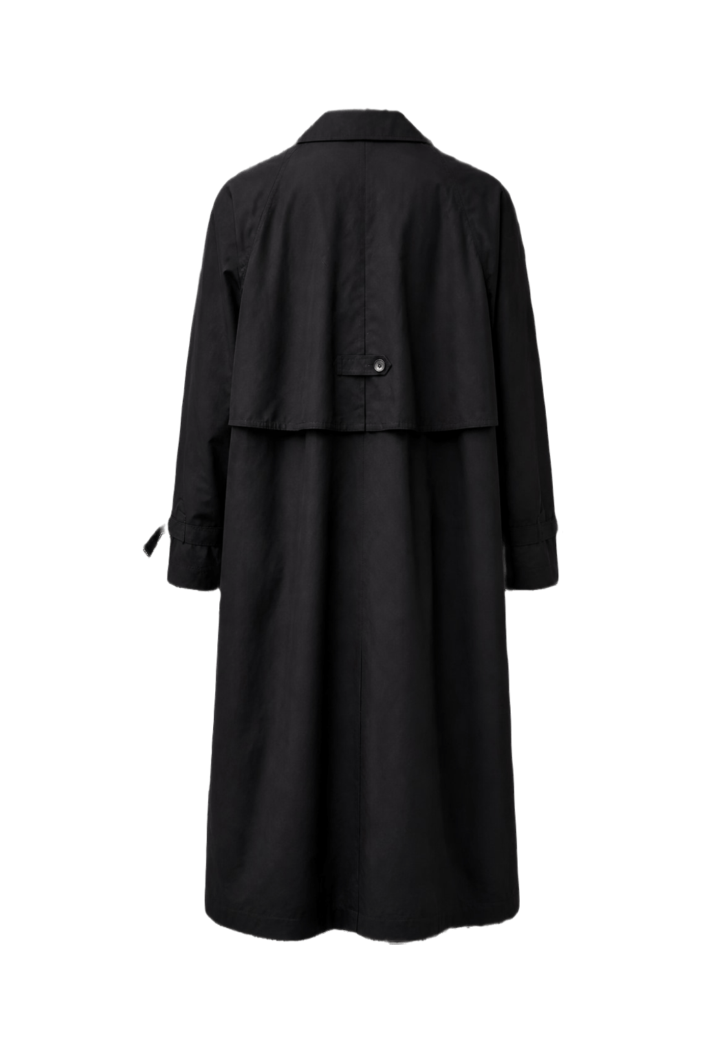 1980s Black Polyester Trench Coat - Back View