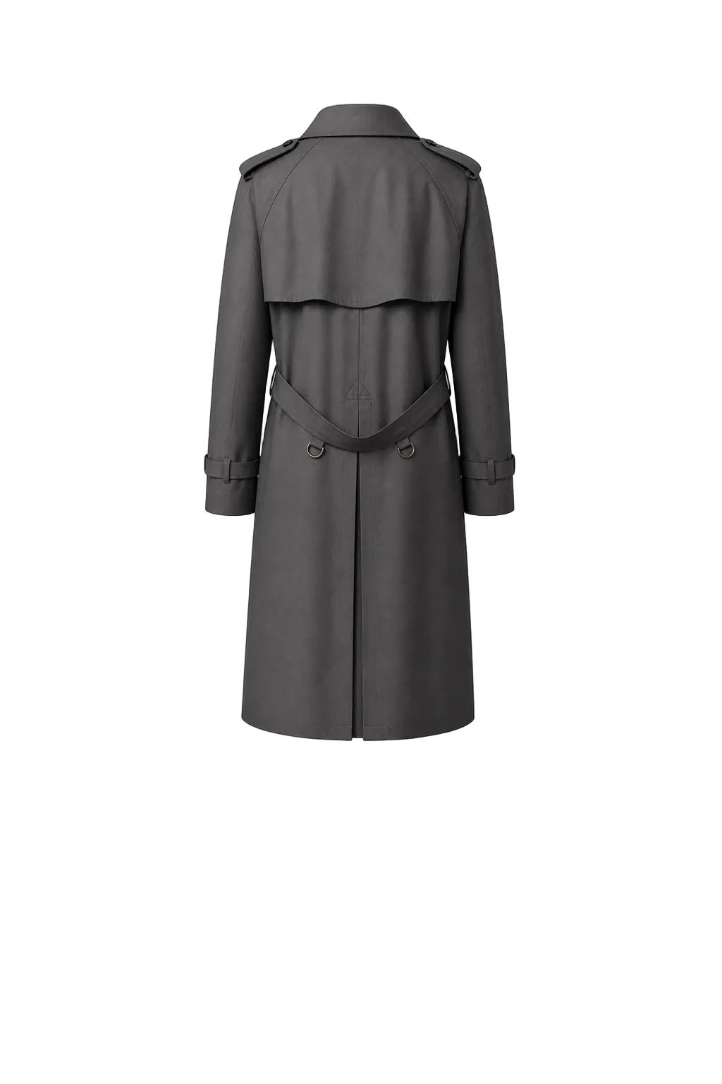 1980s Charcoal Grey Cotton Blend Trench Coat - Back View