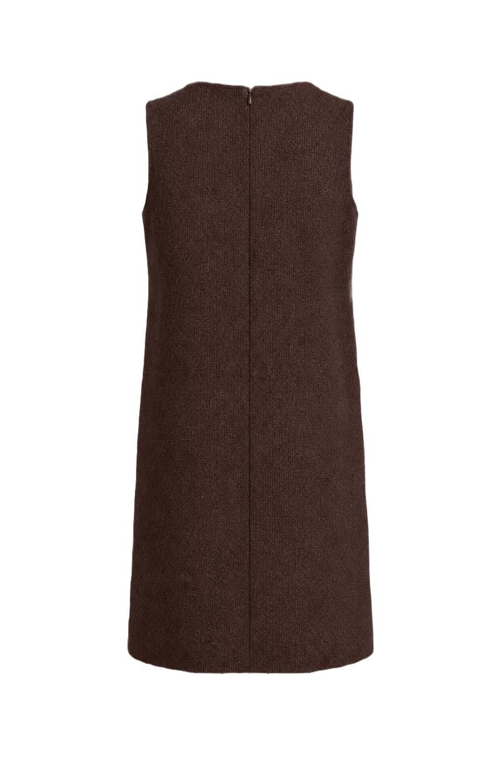 1990s Brown Wool Shift Dress - Back View