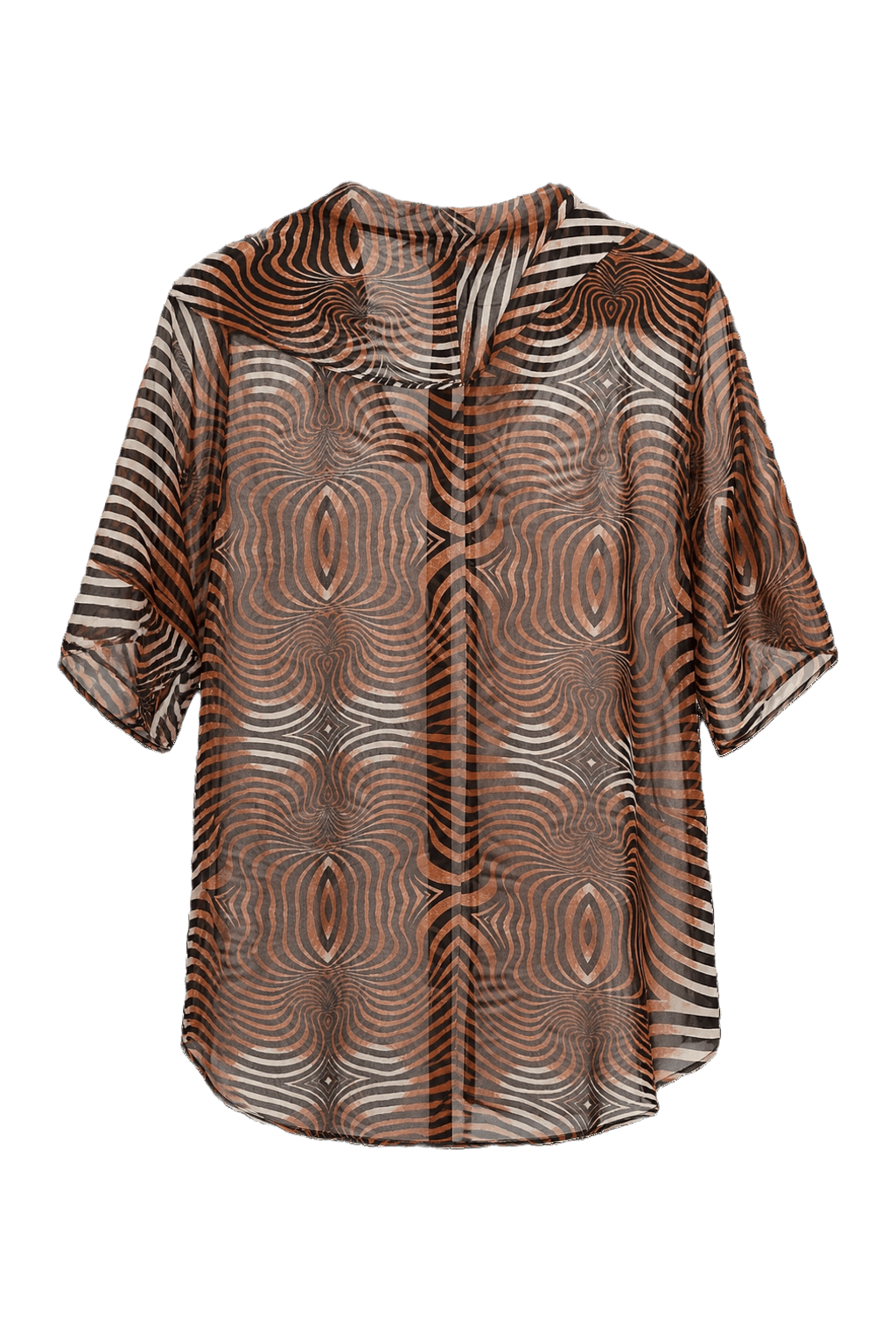 1990s Orange Polyester Blouse - Back View