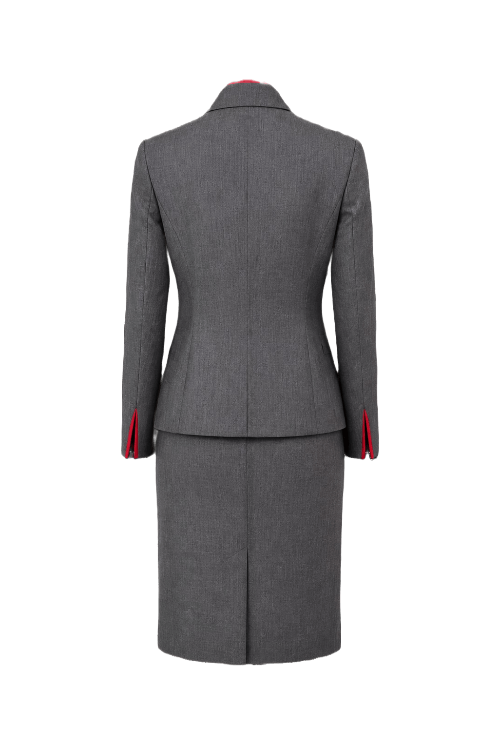 1990s Gray Wool Blend Skirt Suit - Back View