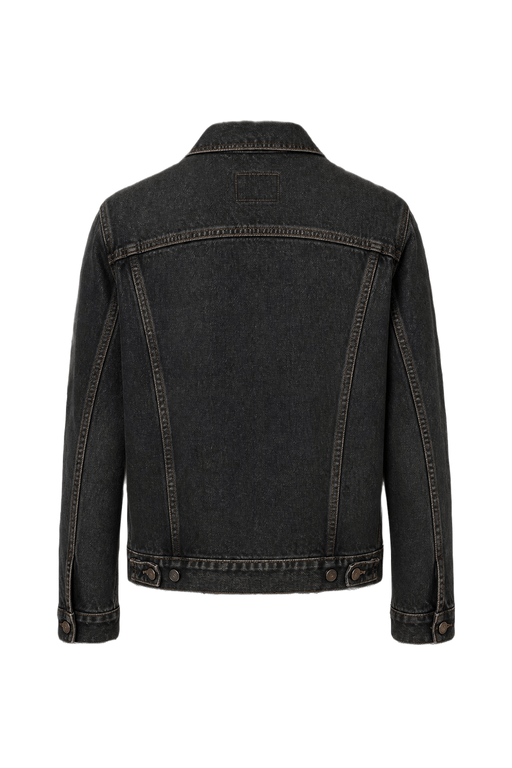 1990s Black Denim Denim Jacket - Back View