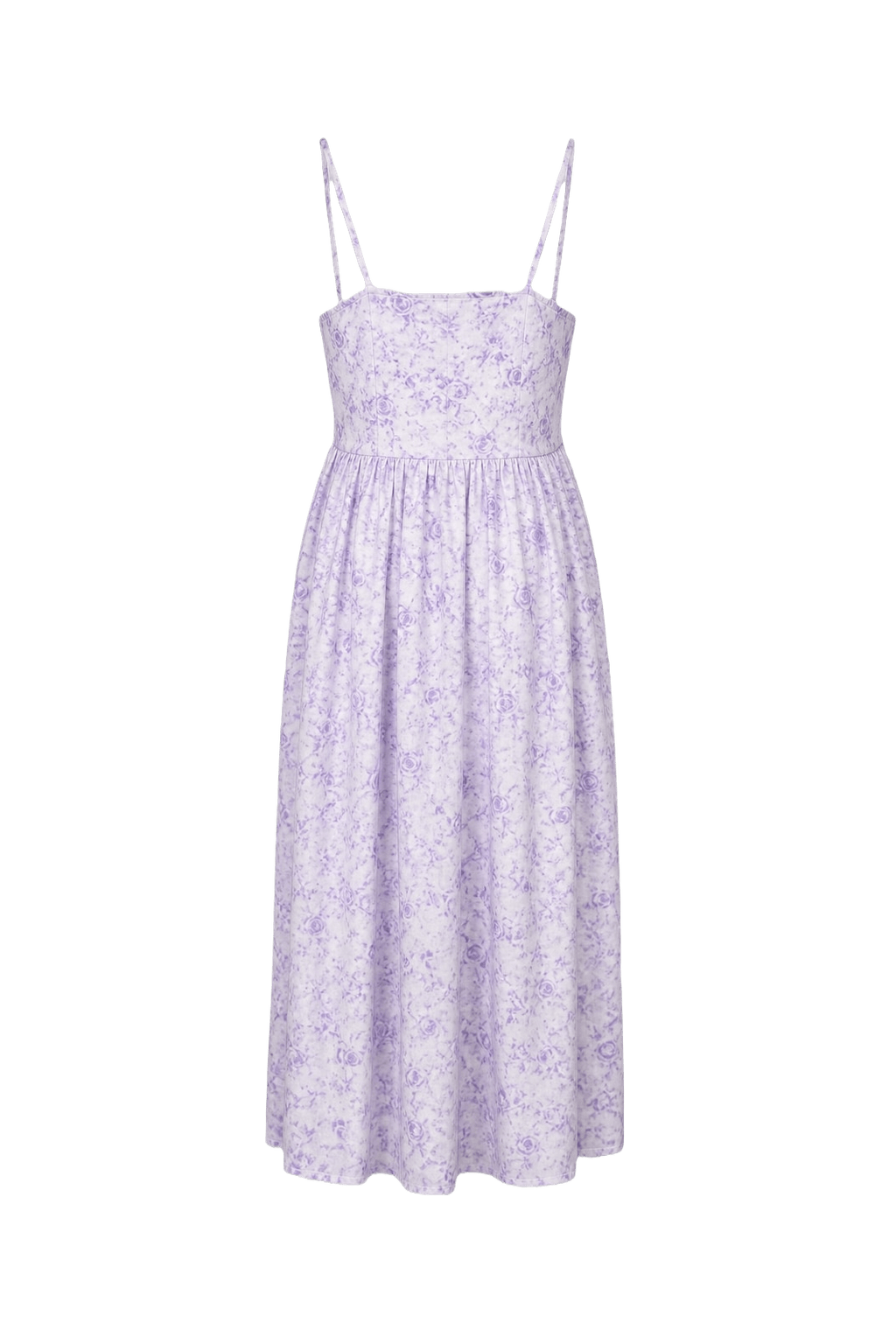 1970s Lavender Cotton Blend Dress - Back View
