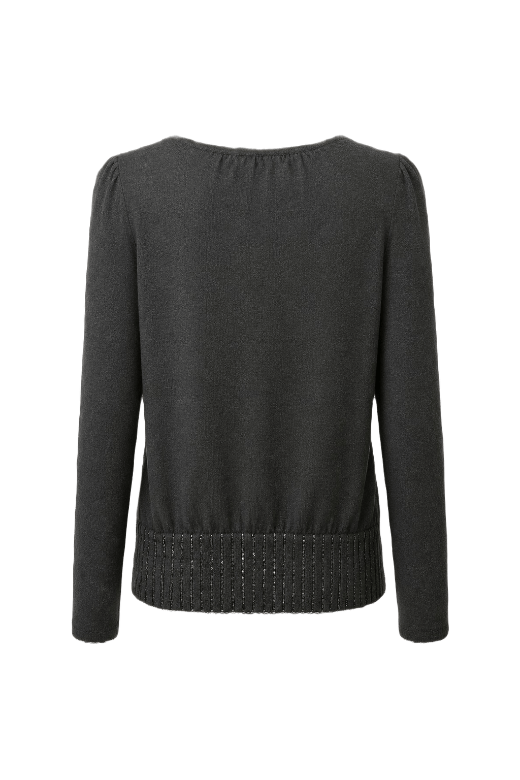 1980s Dark Grey Wool Blend Sweater - Back View