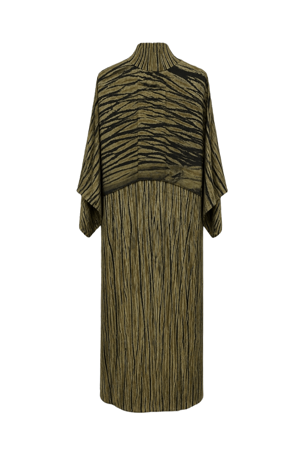 1980s Taupe Synthetic Blend Dress - Back View