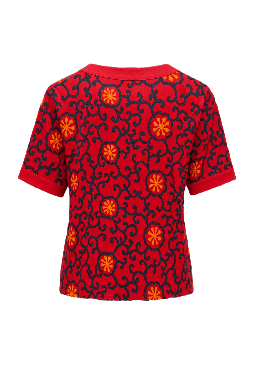 1970s Red Cotton Blouse - Back View