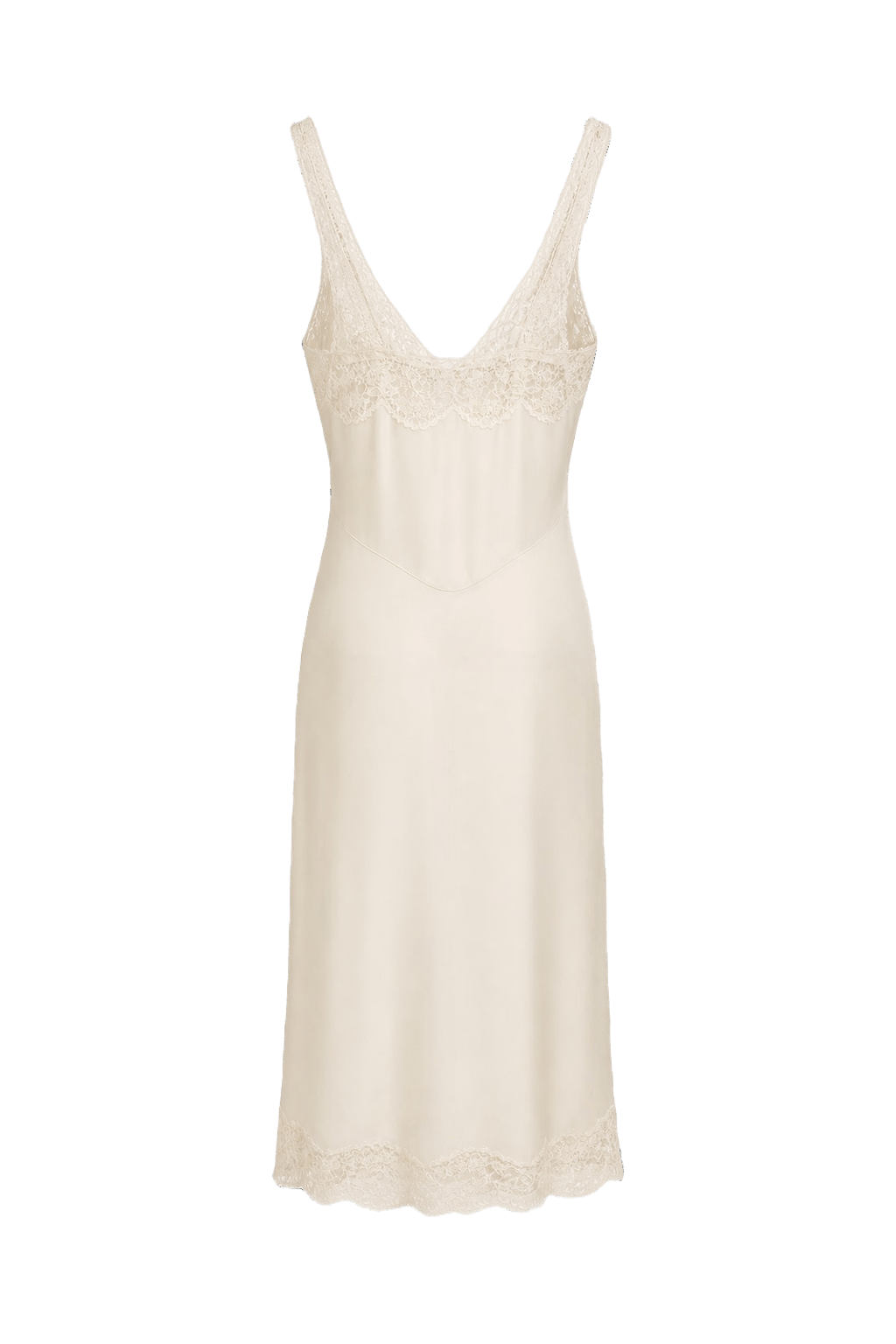 1950s Cream White Silk Slip Dress - Back View