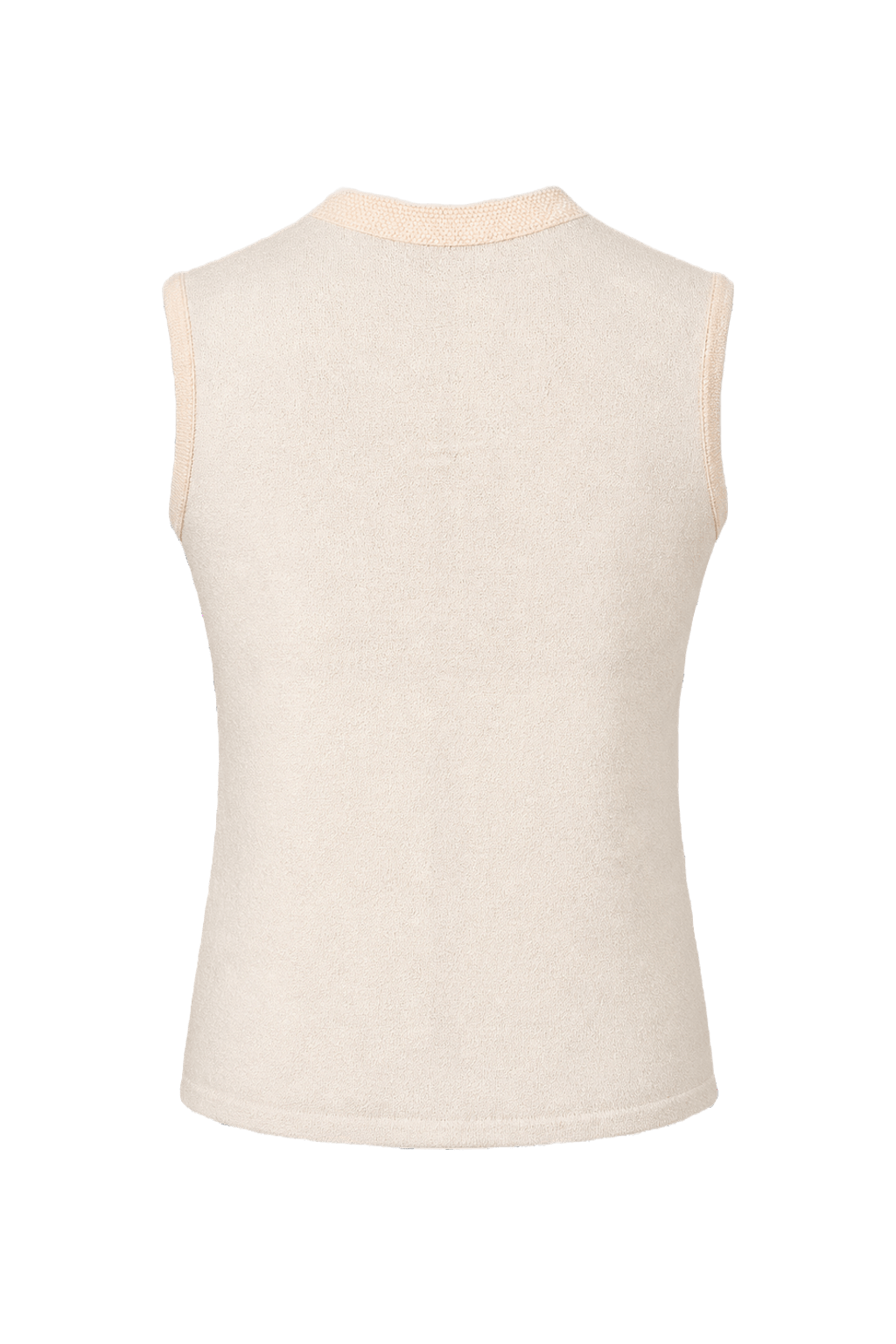 1960s Cream White Synthetic Blend Sleeveless Top - Back View