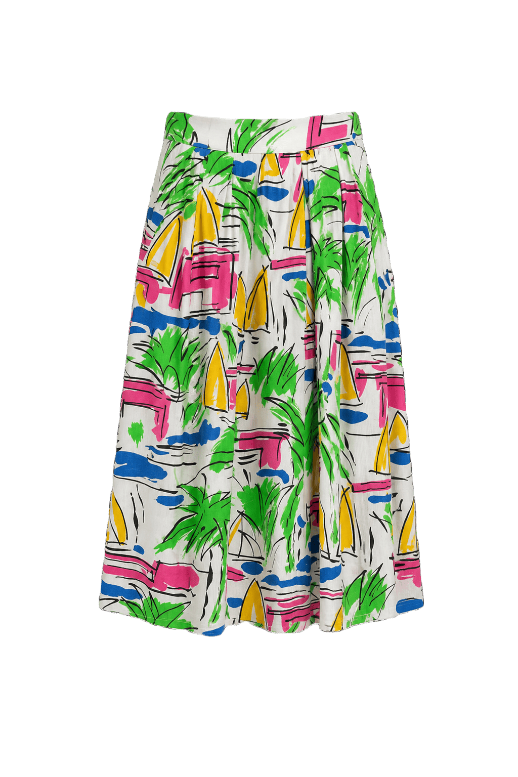 1980s Multi Synthetic Blend Skirt - Back View
