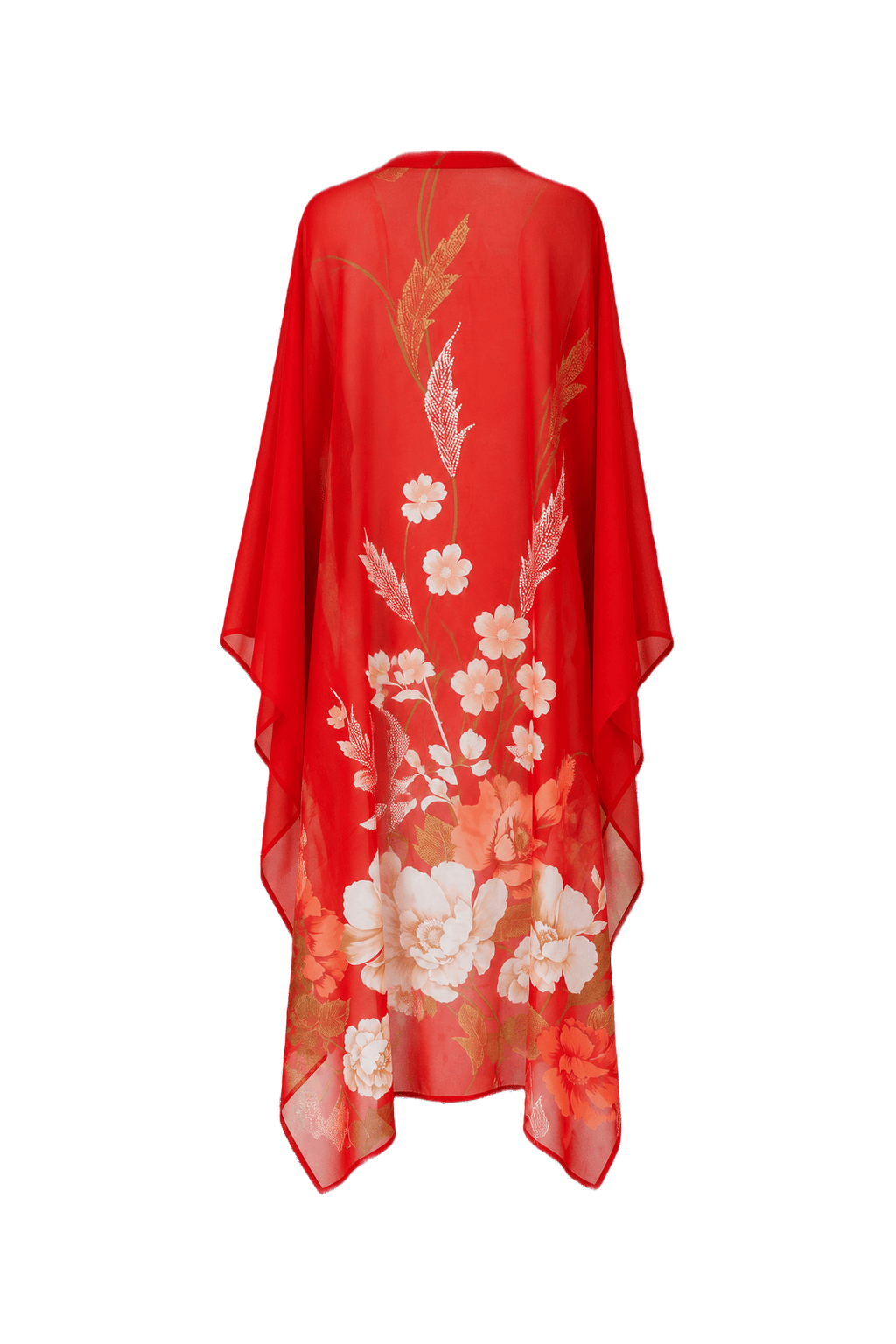 1970s Red Silk Blend Scarf - Back View