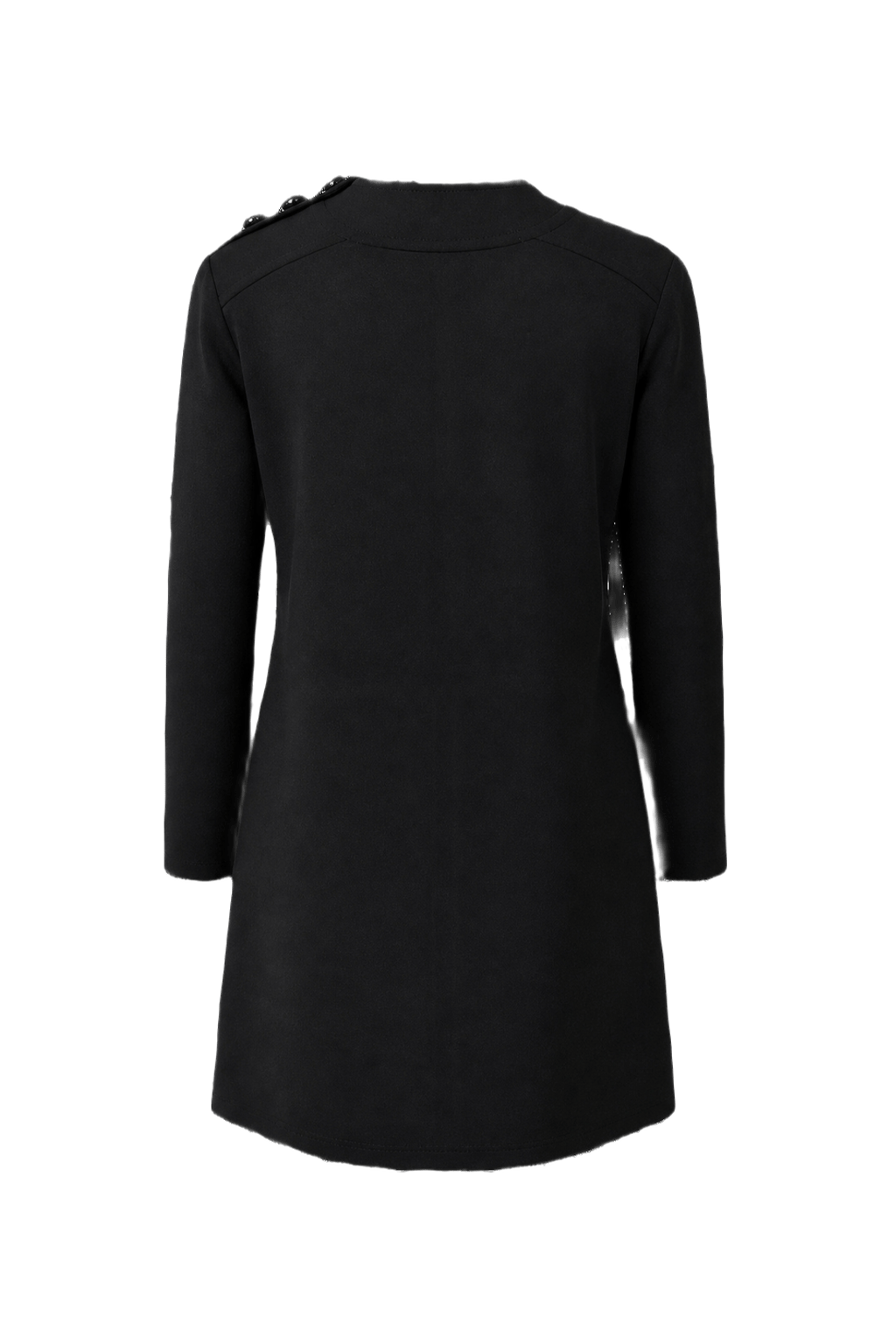 1970s Black Wool Blend Dress - Back View