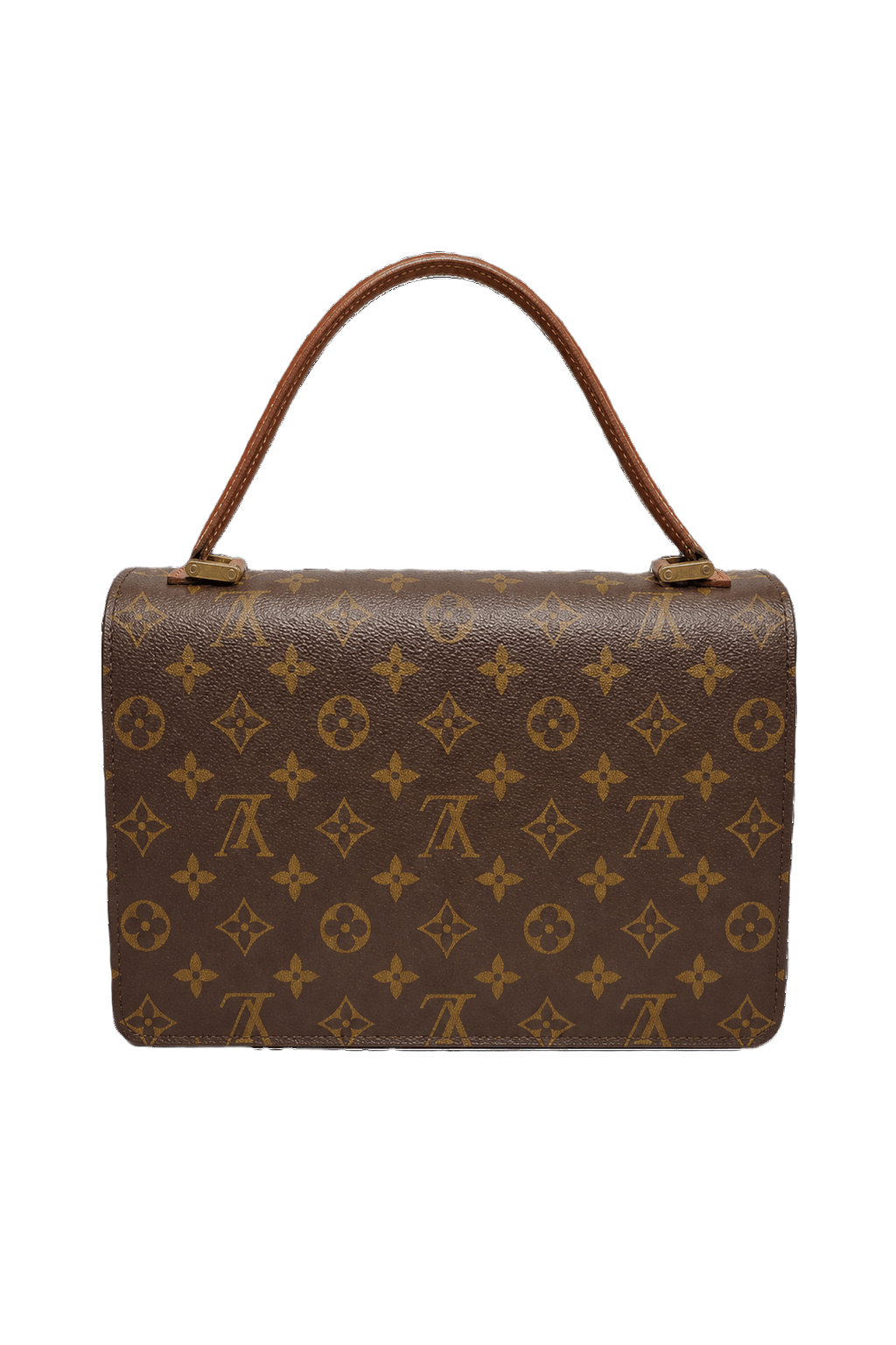 1980s Brown Leather Handbag - Back View