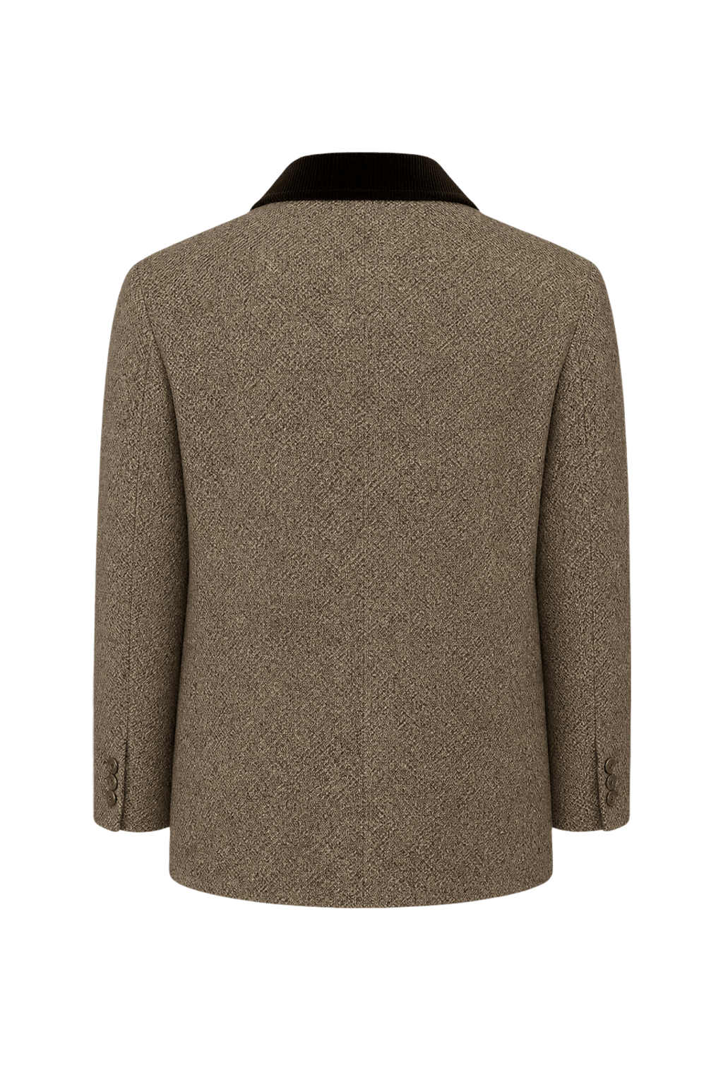 1980s Brown Tweed Poly Blend Blazer - Back View