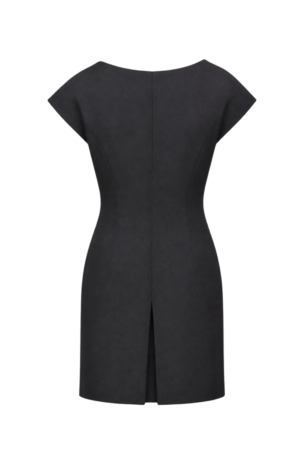 1990s Black Wool Blend Dress - Back View