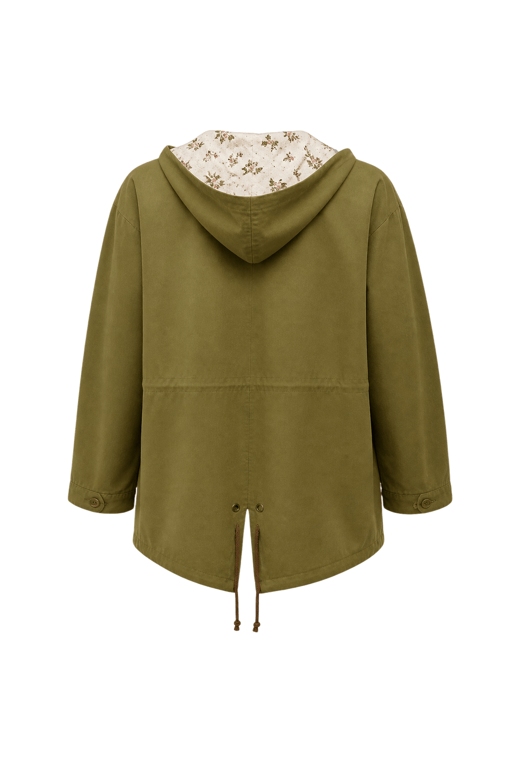 1980s Olive Green Cotton Blend Parka - Back View