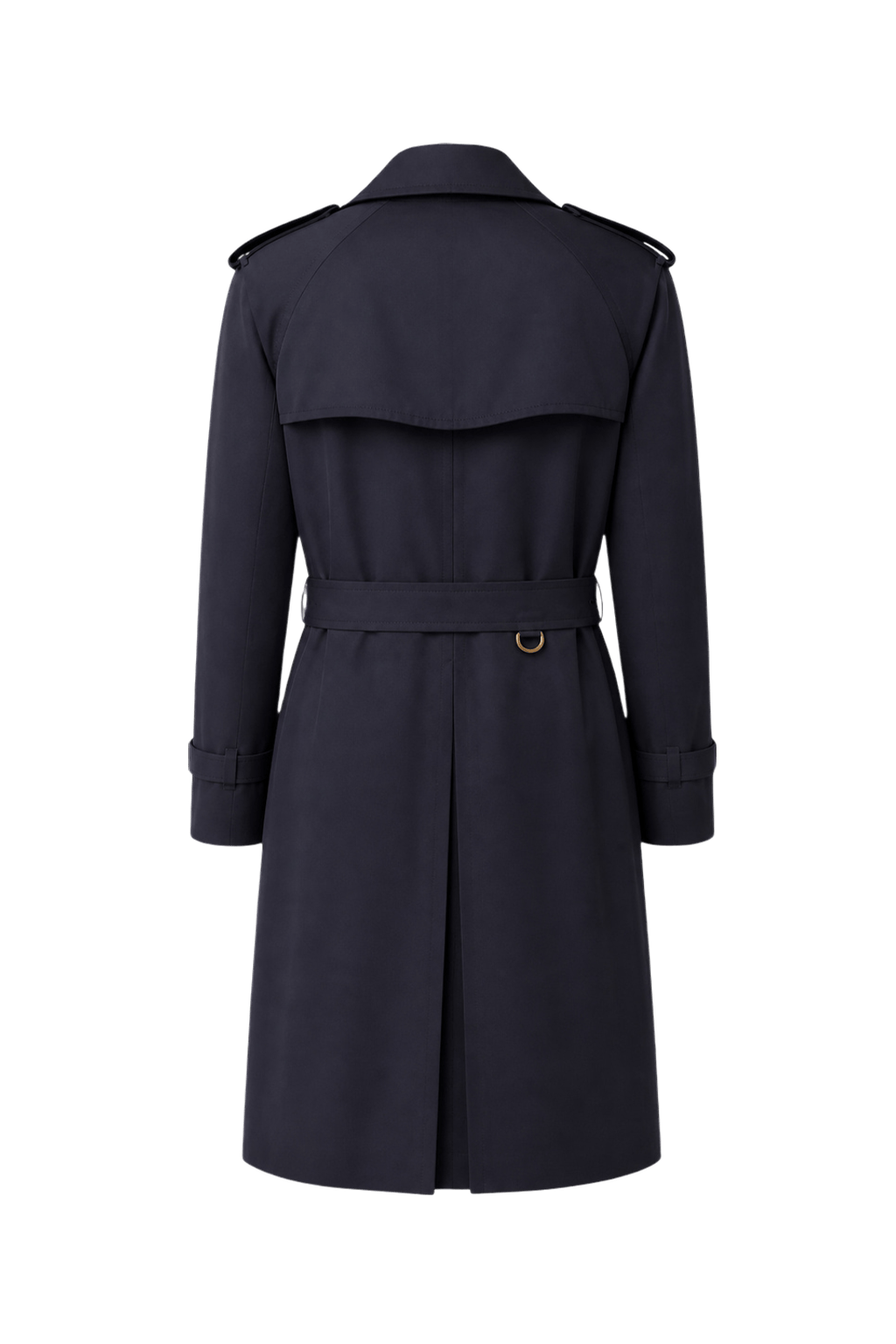 1980s Navy Blue Cotton Blend Trench Coat - Back View