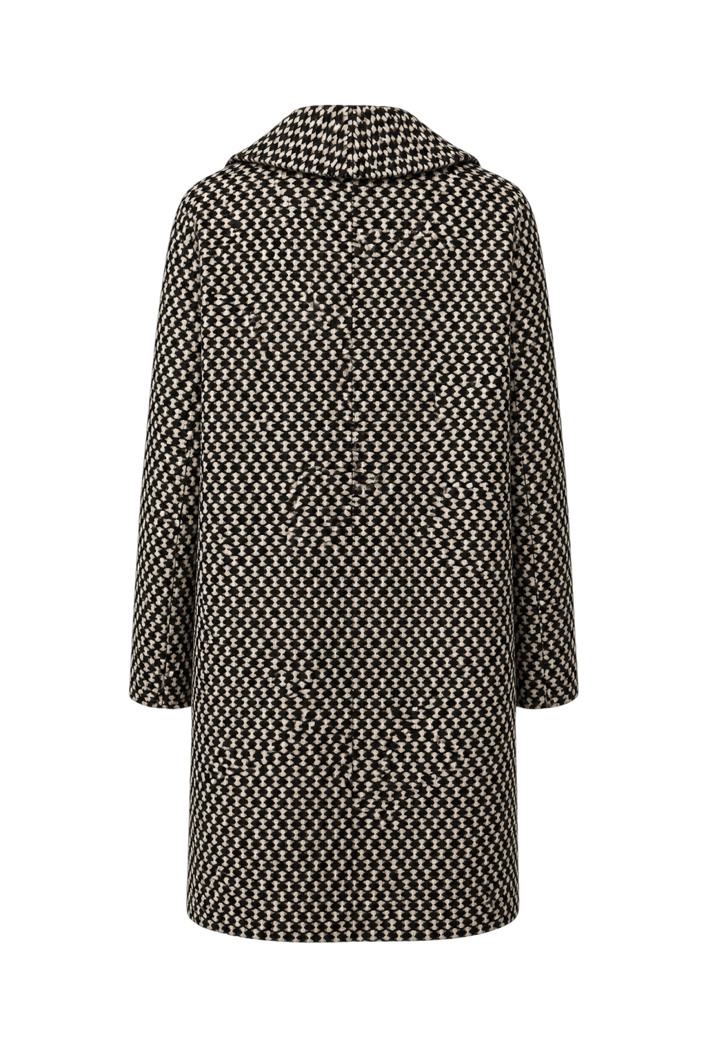 1970s Black and White Wool Blend Coat - Back View