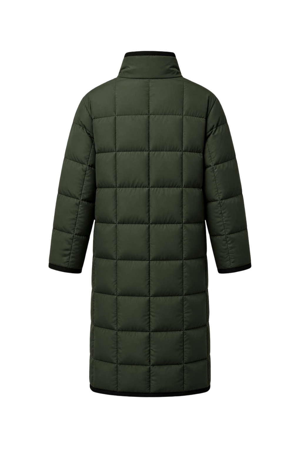 1990s Military Green Polyester Coat - Back View