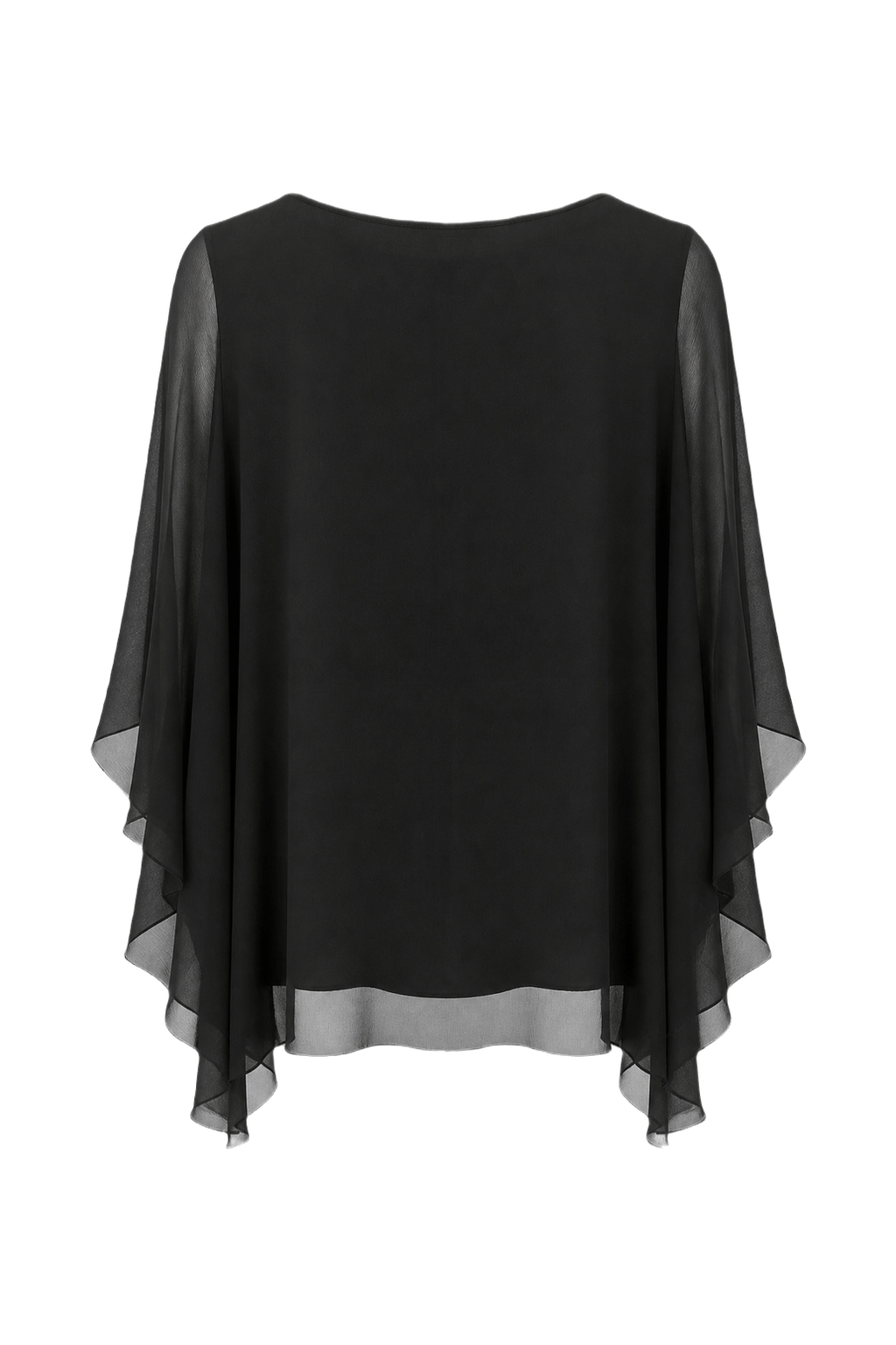 1960s Black Chiffon Blouse - Back View
