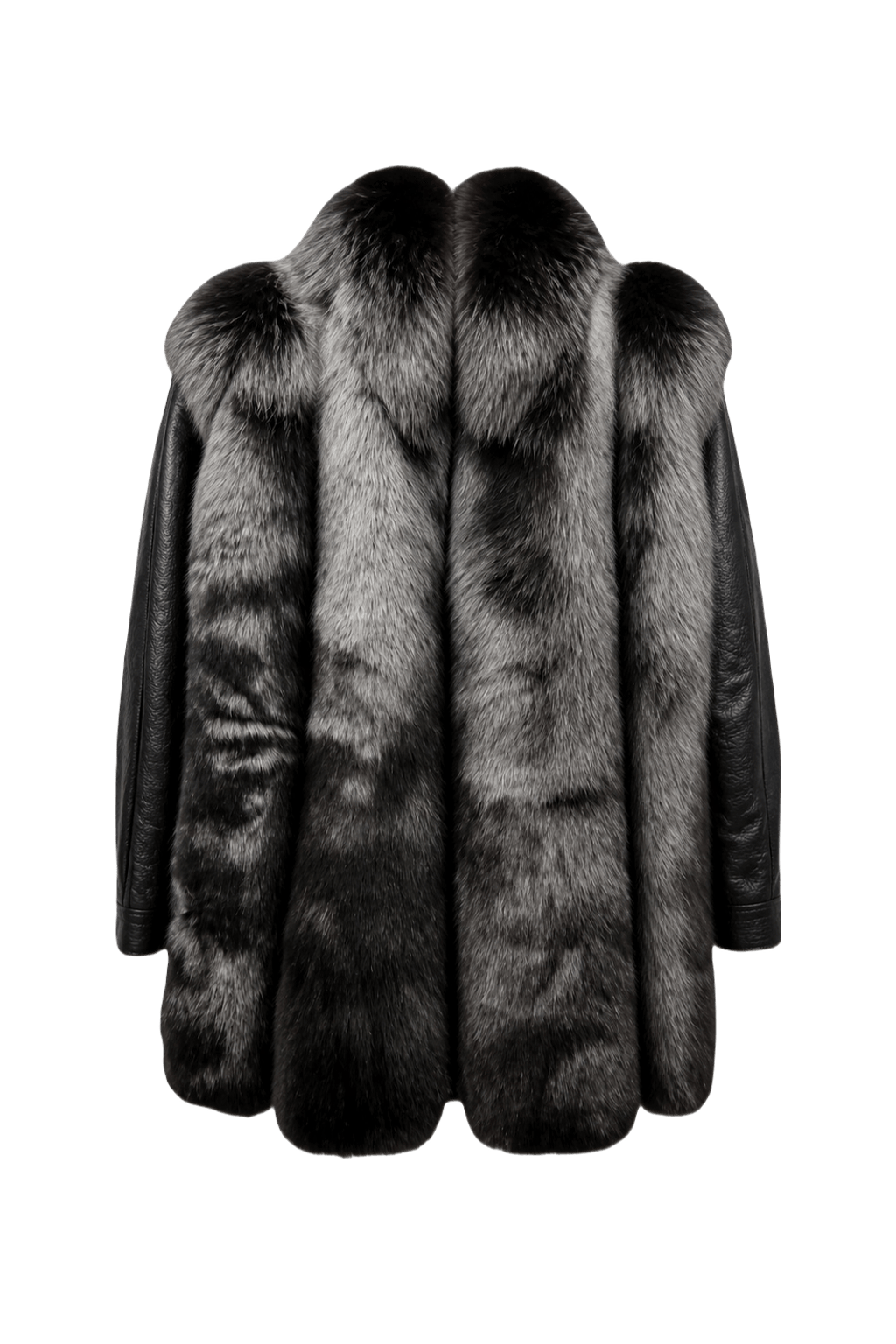 1980s Dark Grey Fur Coat - Back View