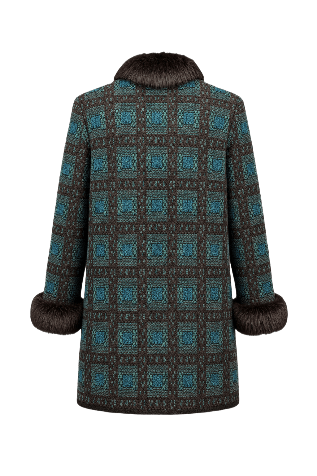 1990s Teal Wool Coat - Back View