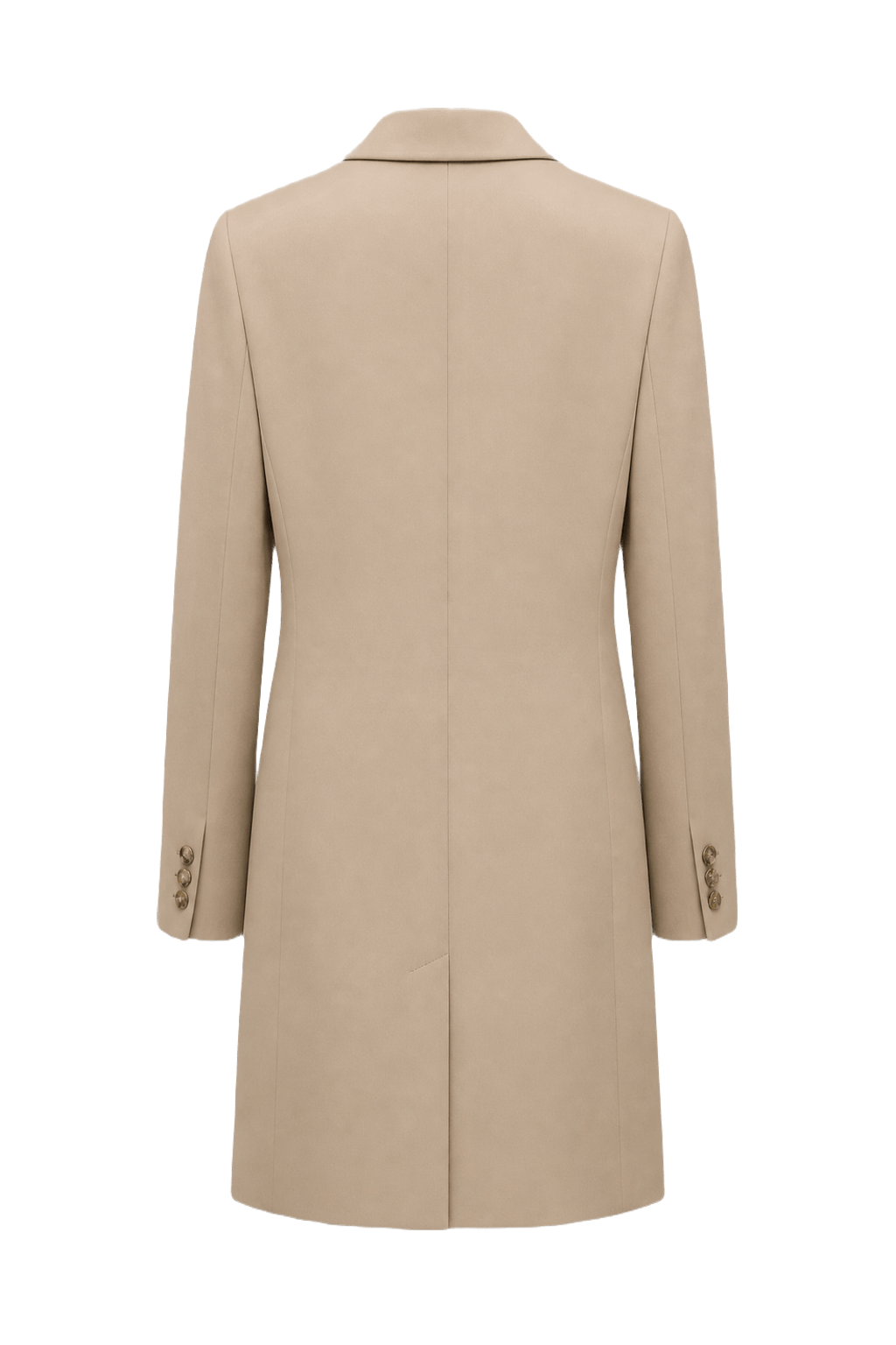 1980s Beige Synthetic Blend Coat - Back View