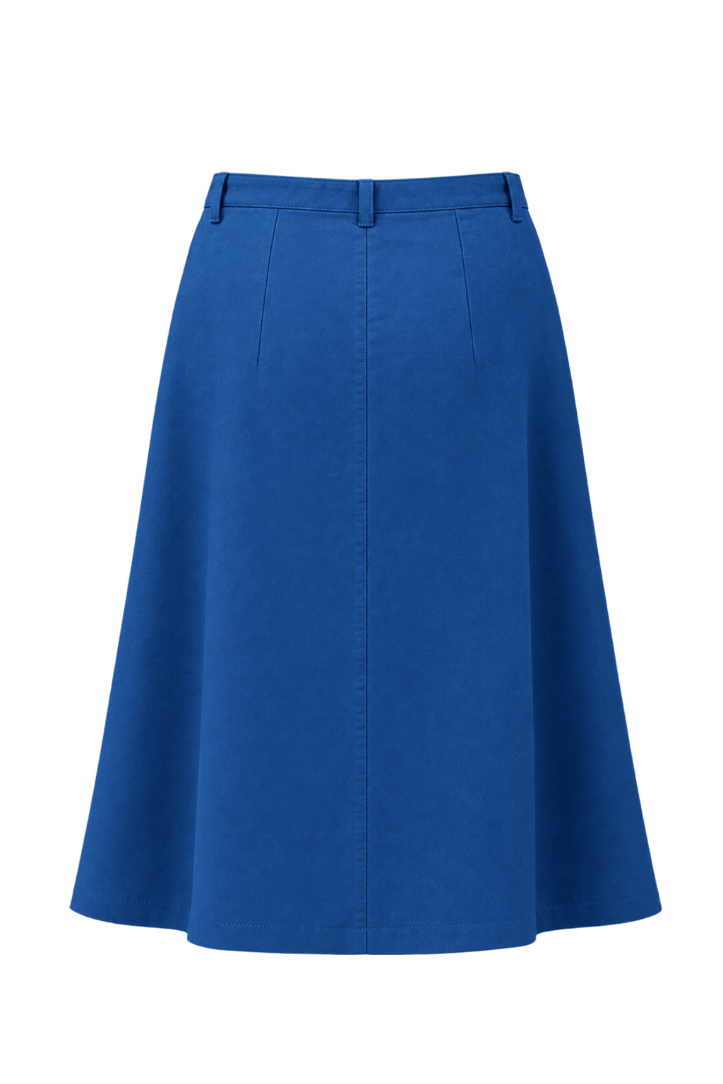 1990s Navy Blue Cotton Blend Skirt - Back View