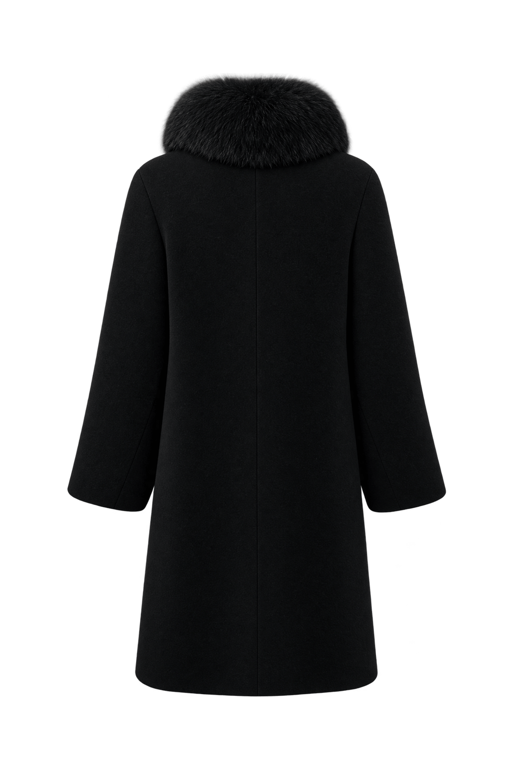 1980s Black Wool Coat - Back View