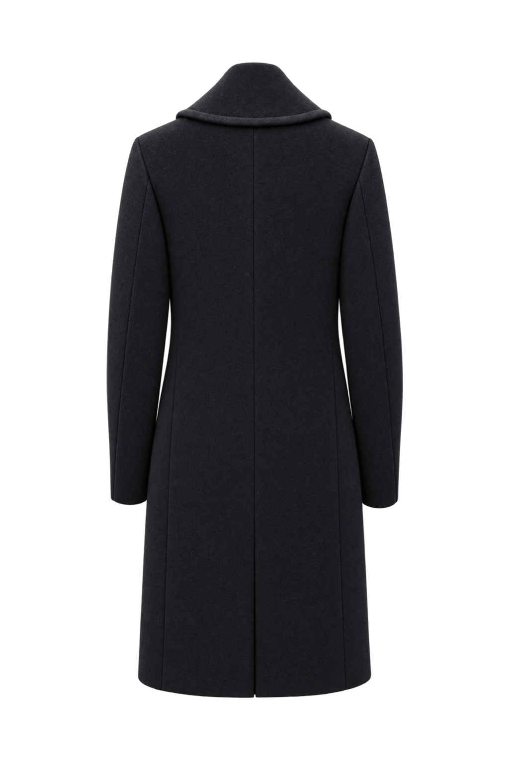 1970s Black Wool Coat - Back View