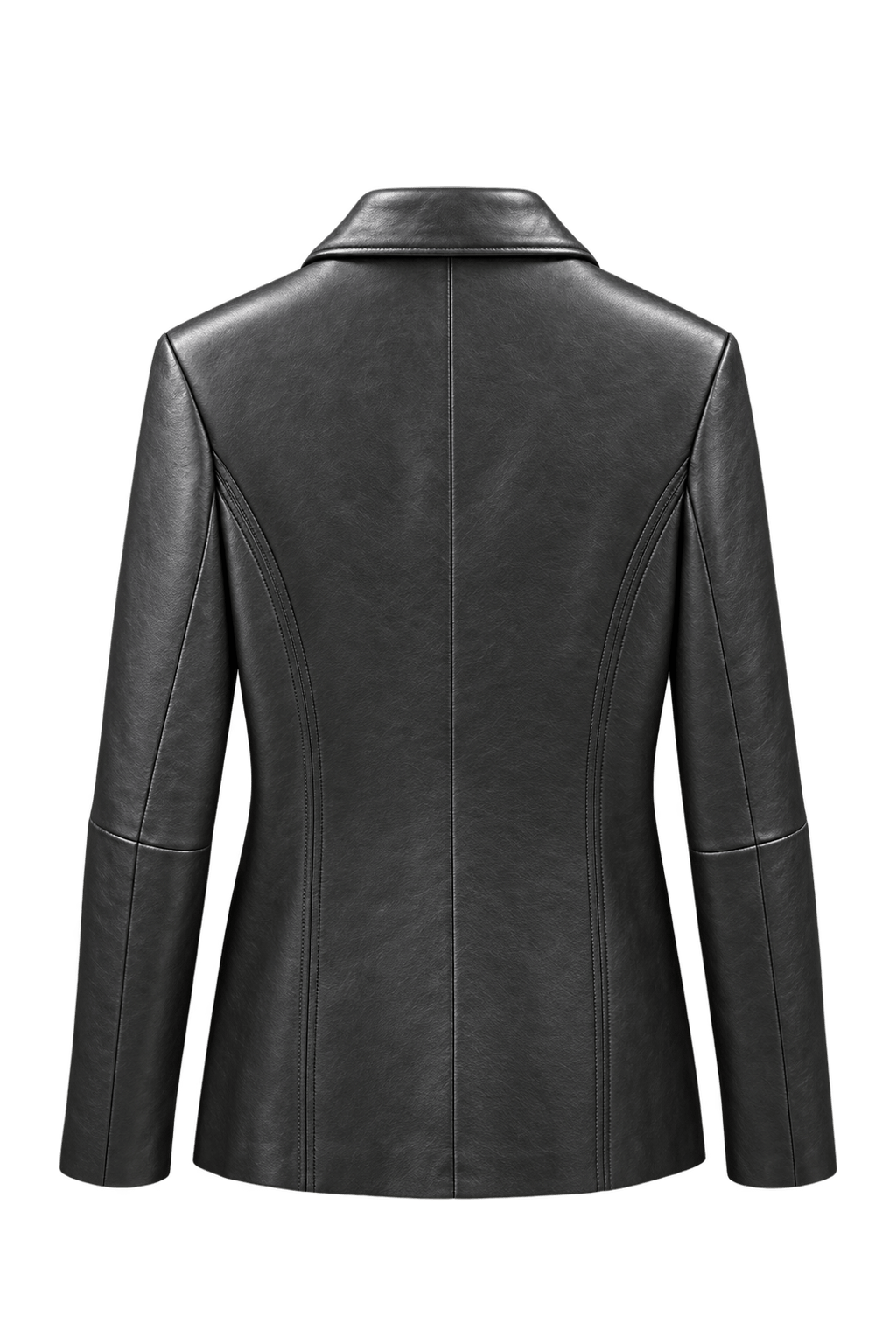 1990s Black Leather Blazer - Back View