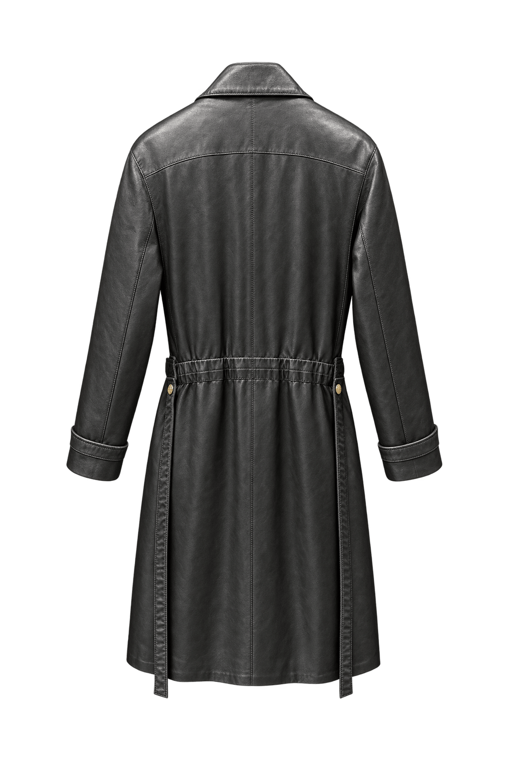 1990s Black Leather Coat - Back View