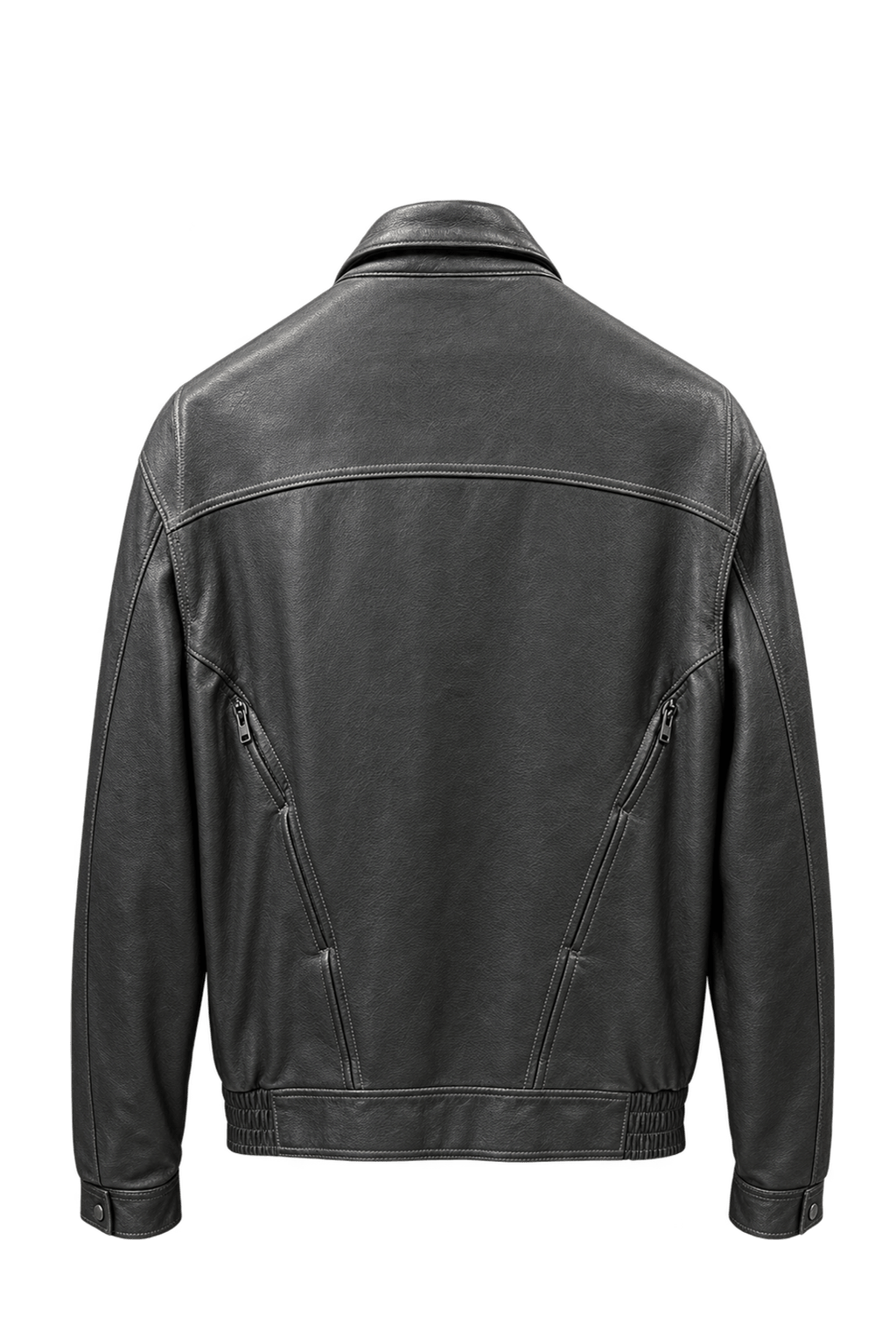 1990s Black Leather Jacket - Back View